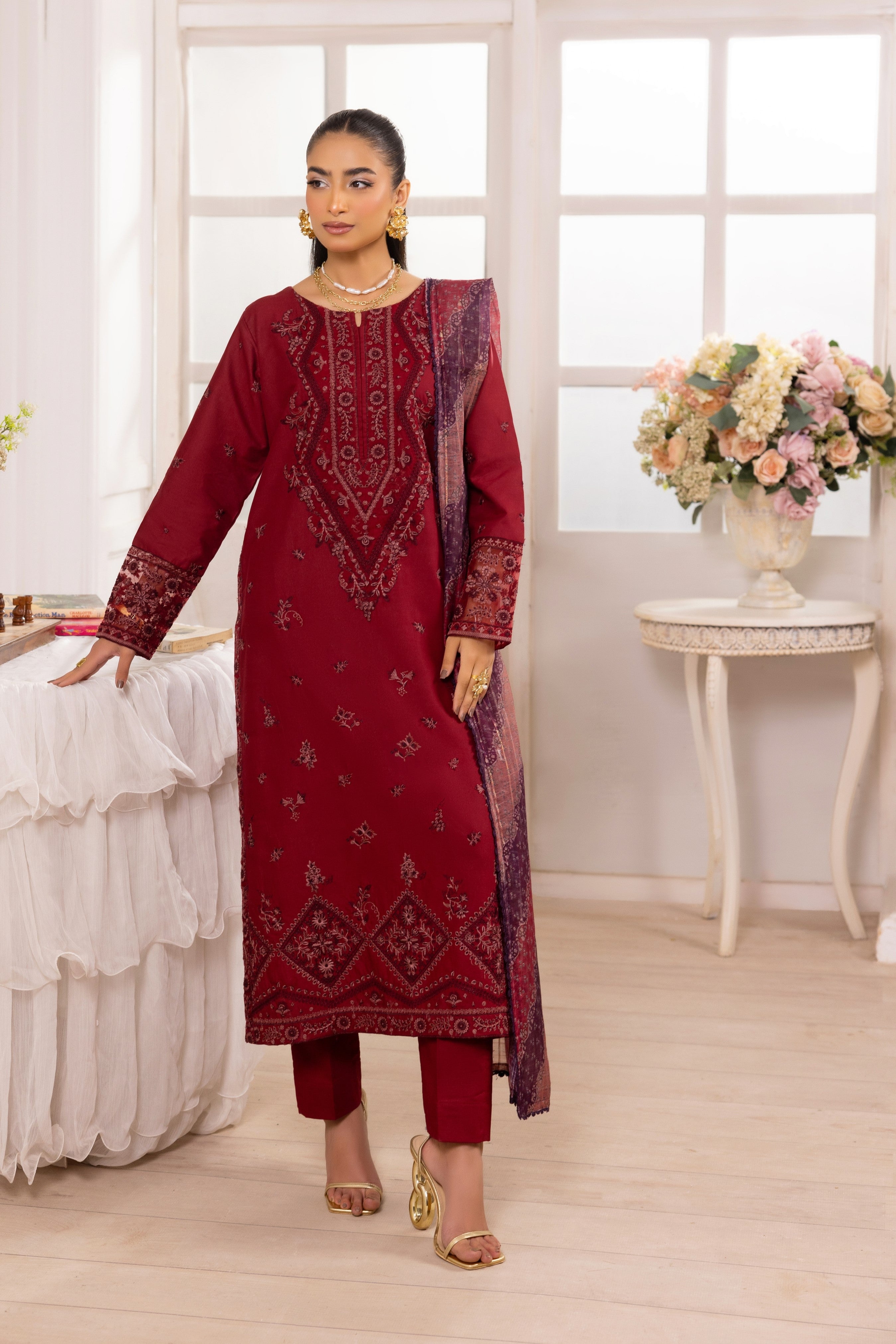 Mohagni Embroidered Cotton 3 Piece Suit MOH17