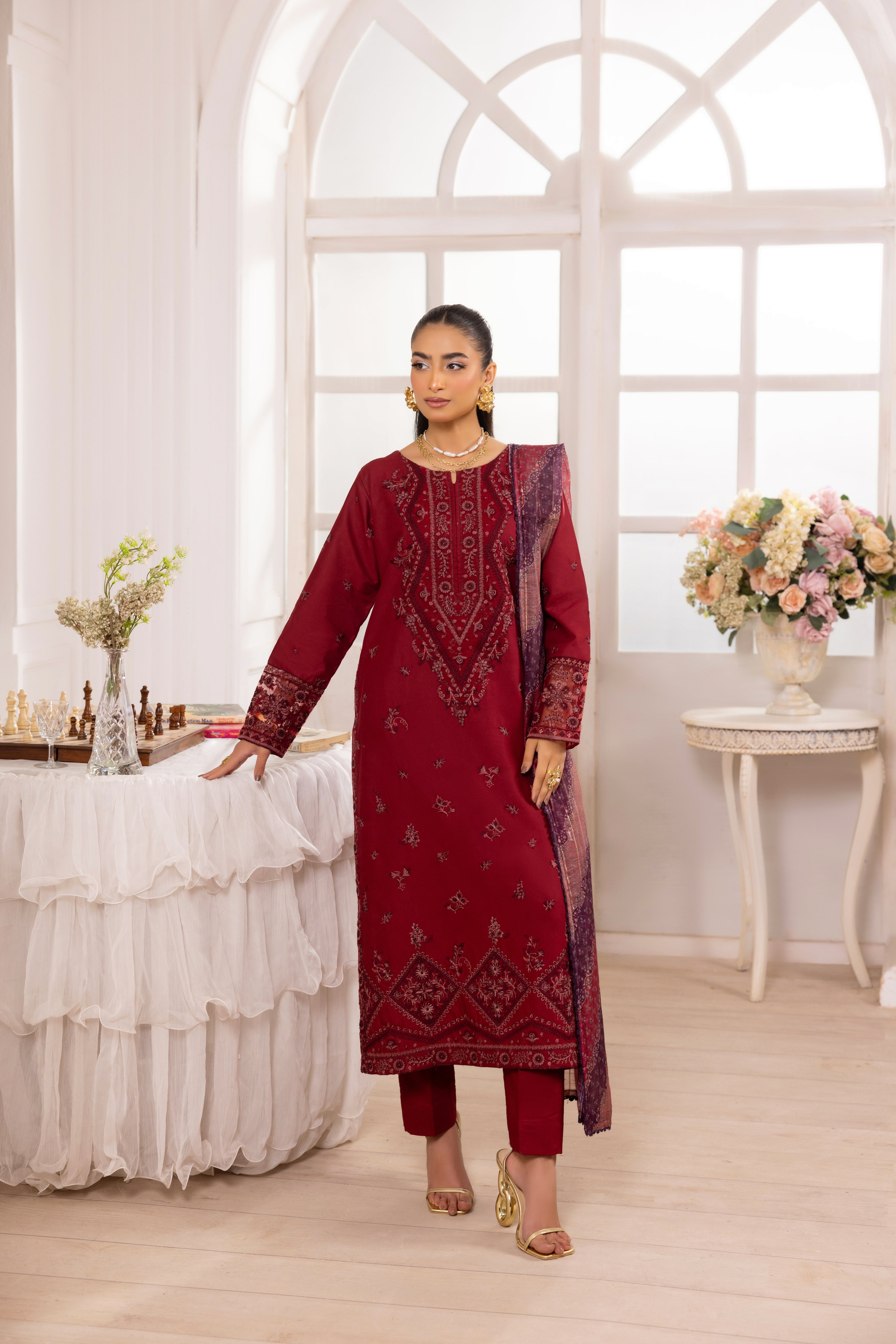 Mohagni Embroidered Cotton 3 Piece Suit MOH17