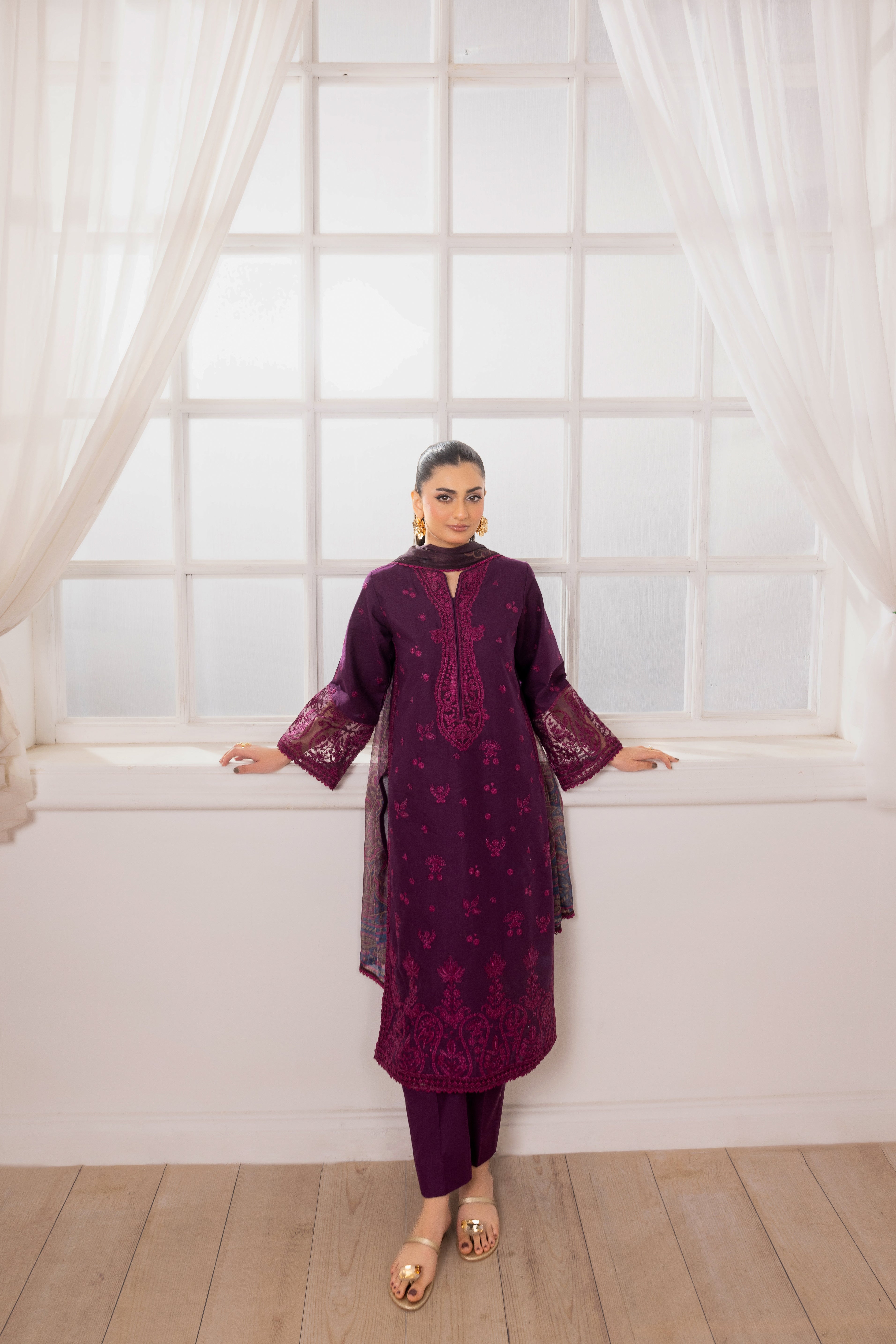 Mohagni Embroidered Cotton 3 Piece Suit MOH23