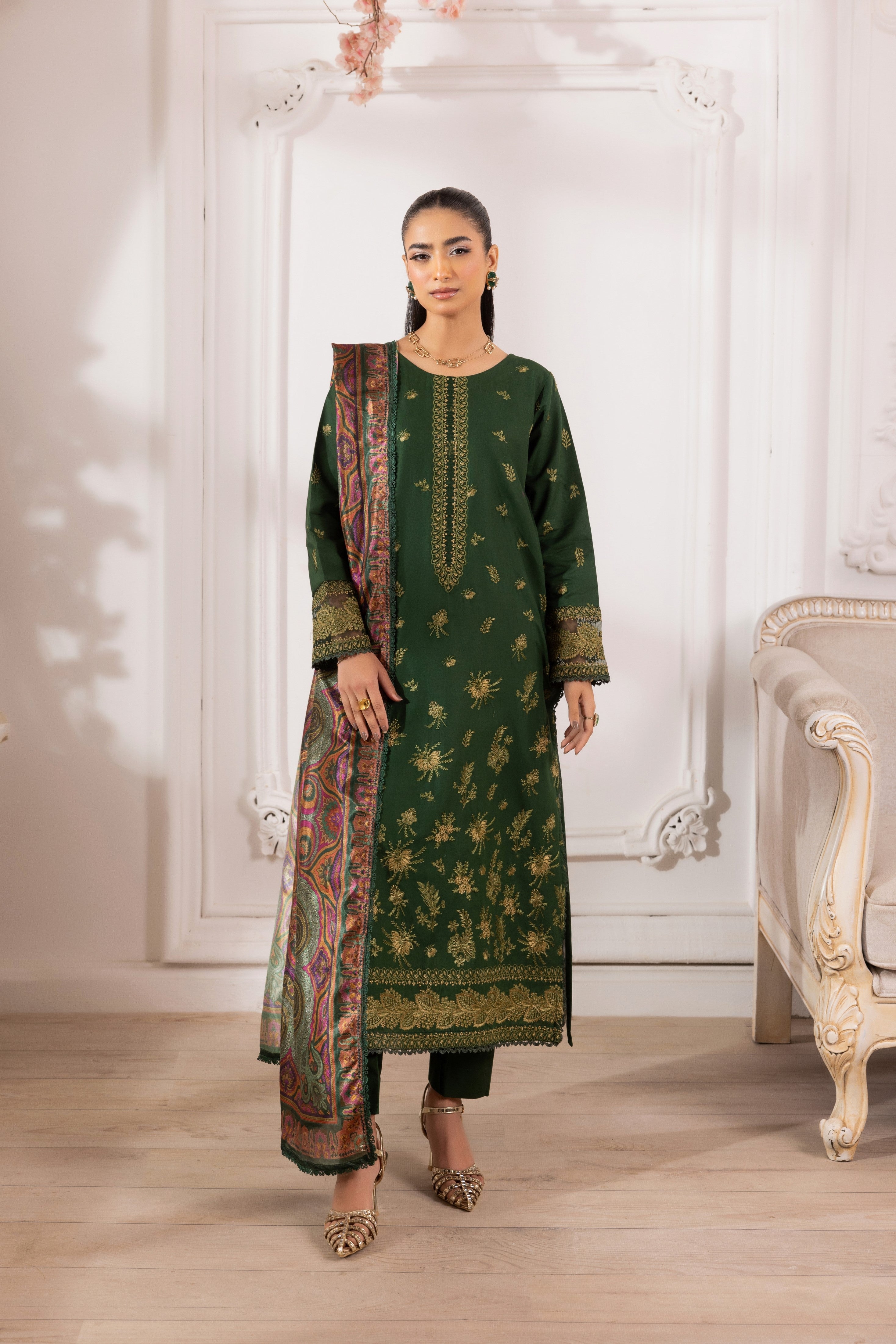 Mohagni Embroidered Cotton 3 Piece Suit MOH24