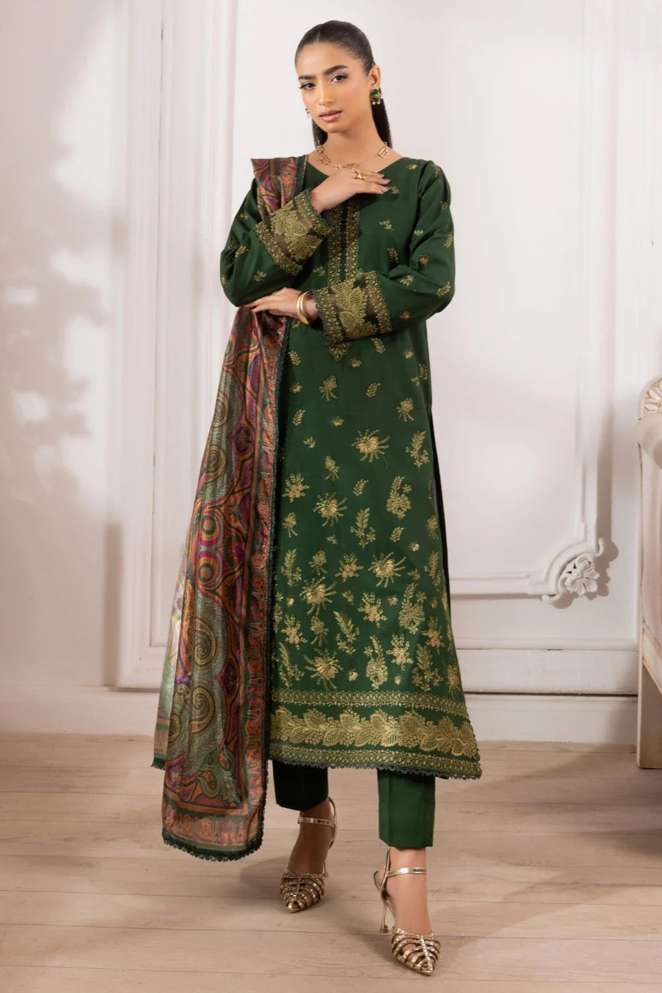 Mohagni Embroidered Cotton 3 Piece Suit MOH24