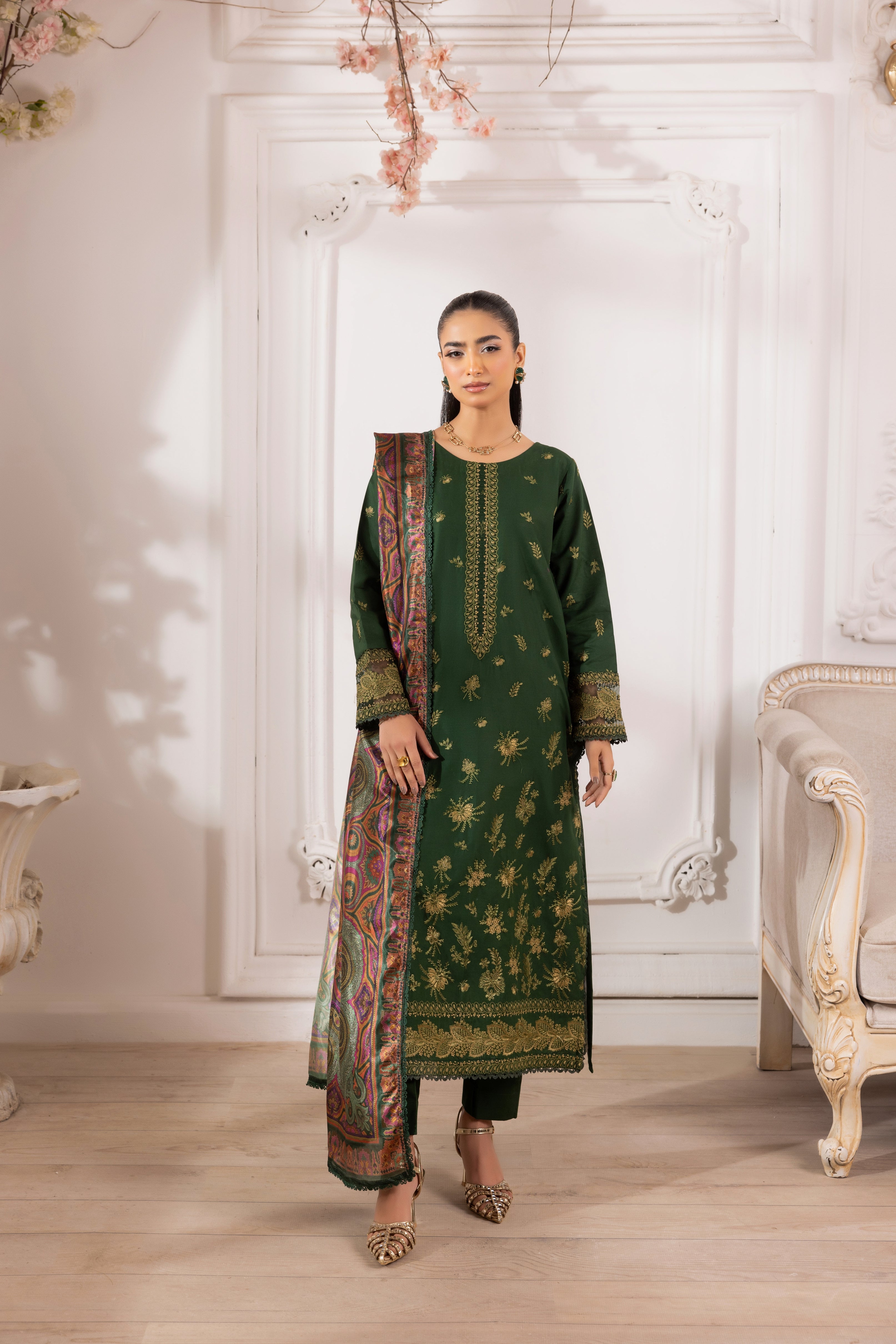 Mohagni Embroidered Cotton 3 Piece Suit MOH24