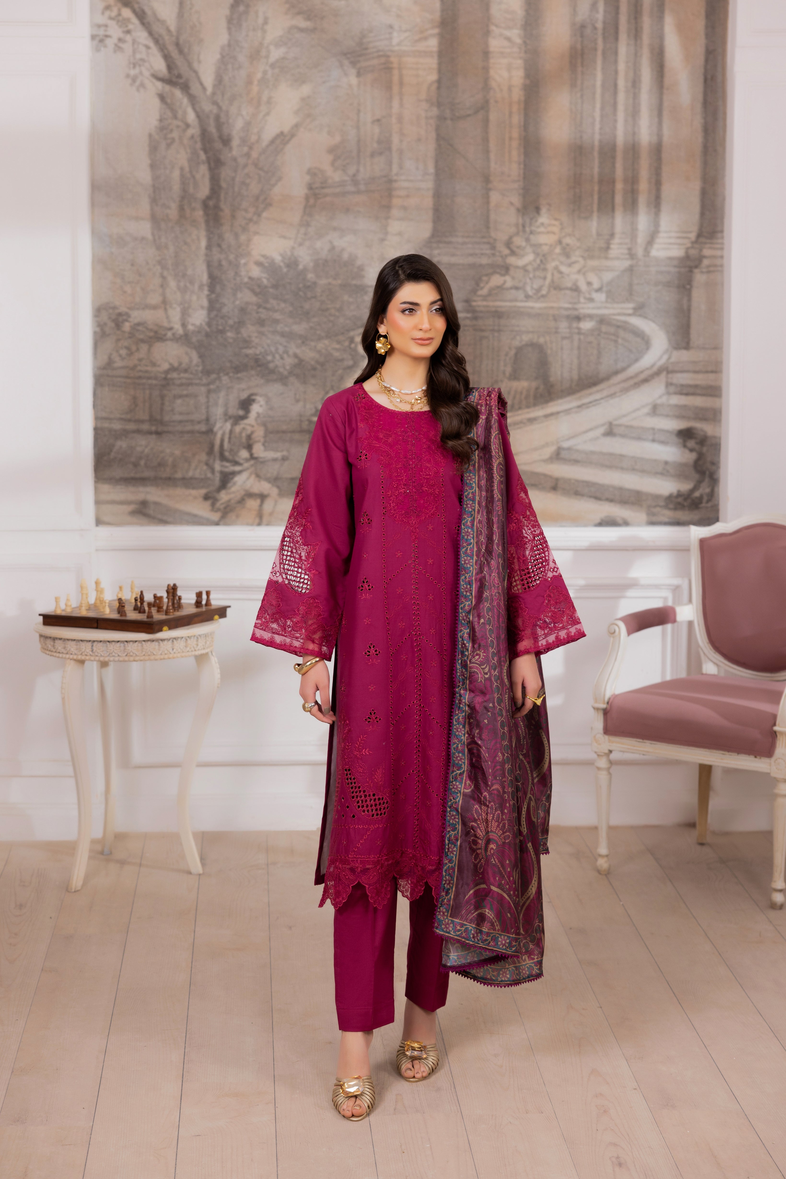 Mohagni Embroidered Cotton 3 Piece Suit MOH22