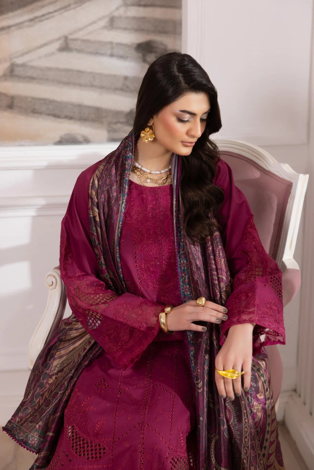 Mohagni Embroidered Cotton 3 Piece Suit MOH22