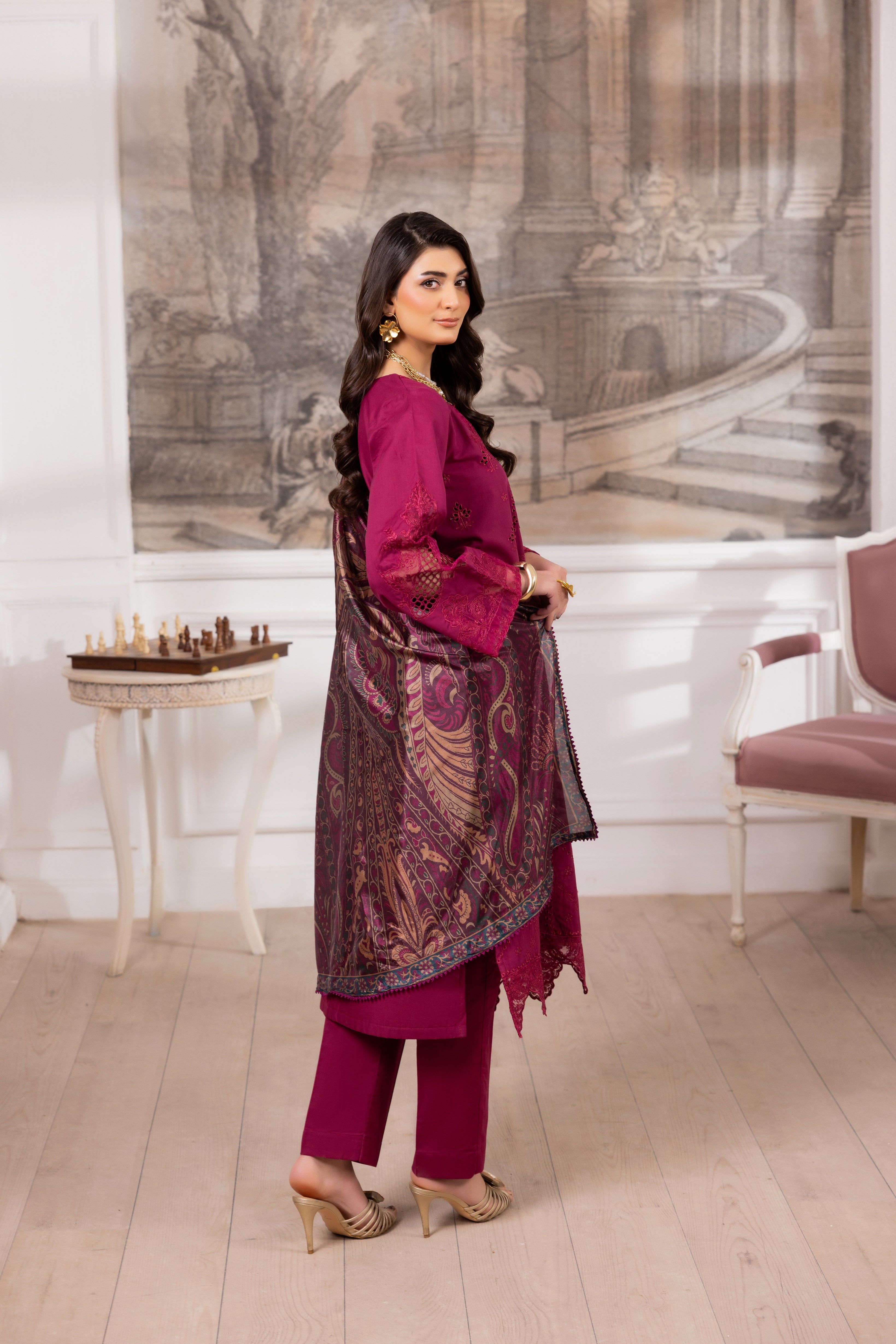 Mohagni Embroidered Cotton 3 Piece Suit MOH22