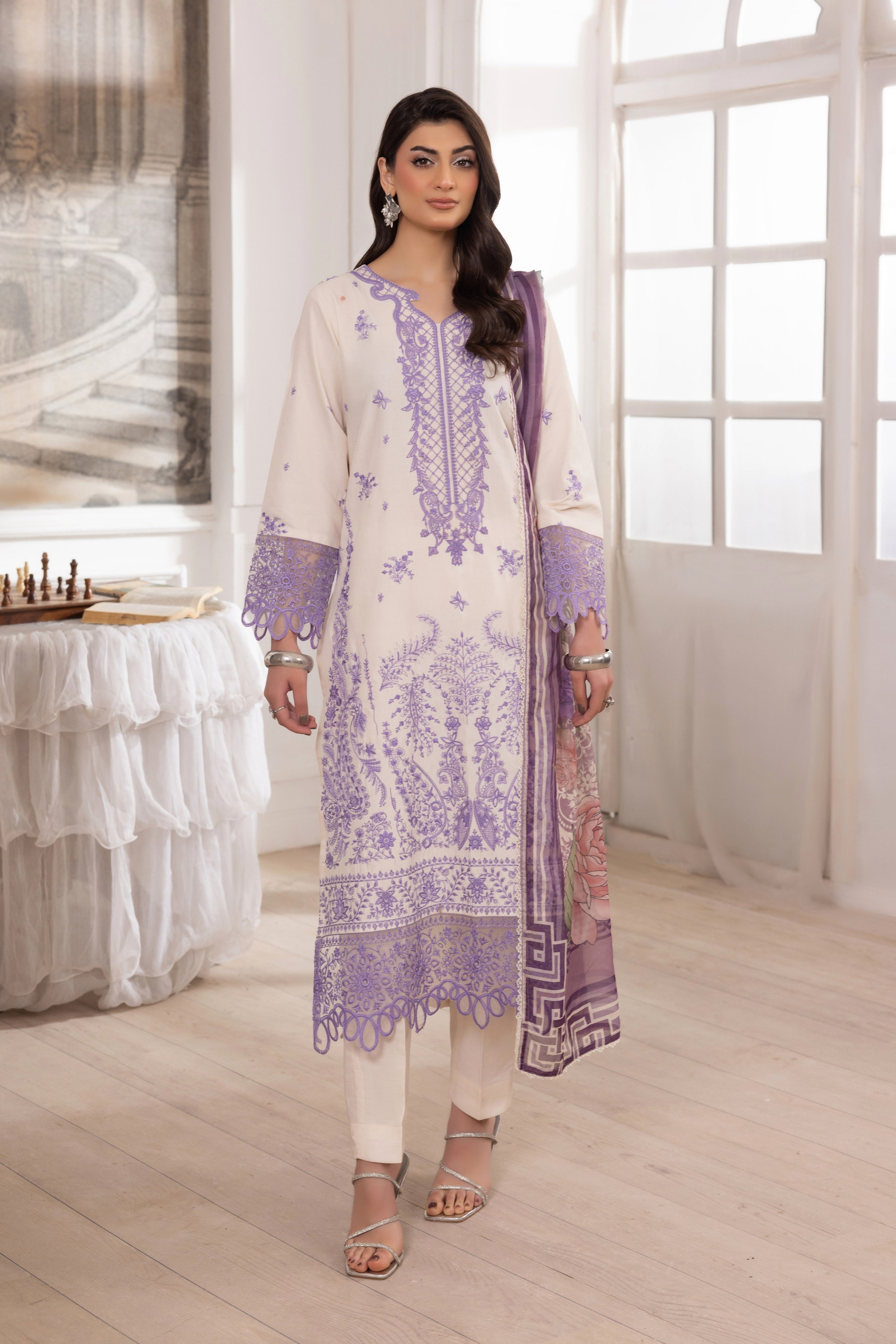 Mohagni Embroidered Cotton 3 Piece Suit MOH25
