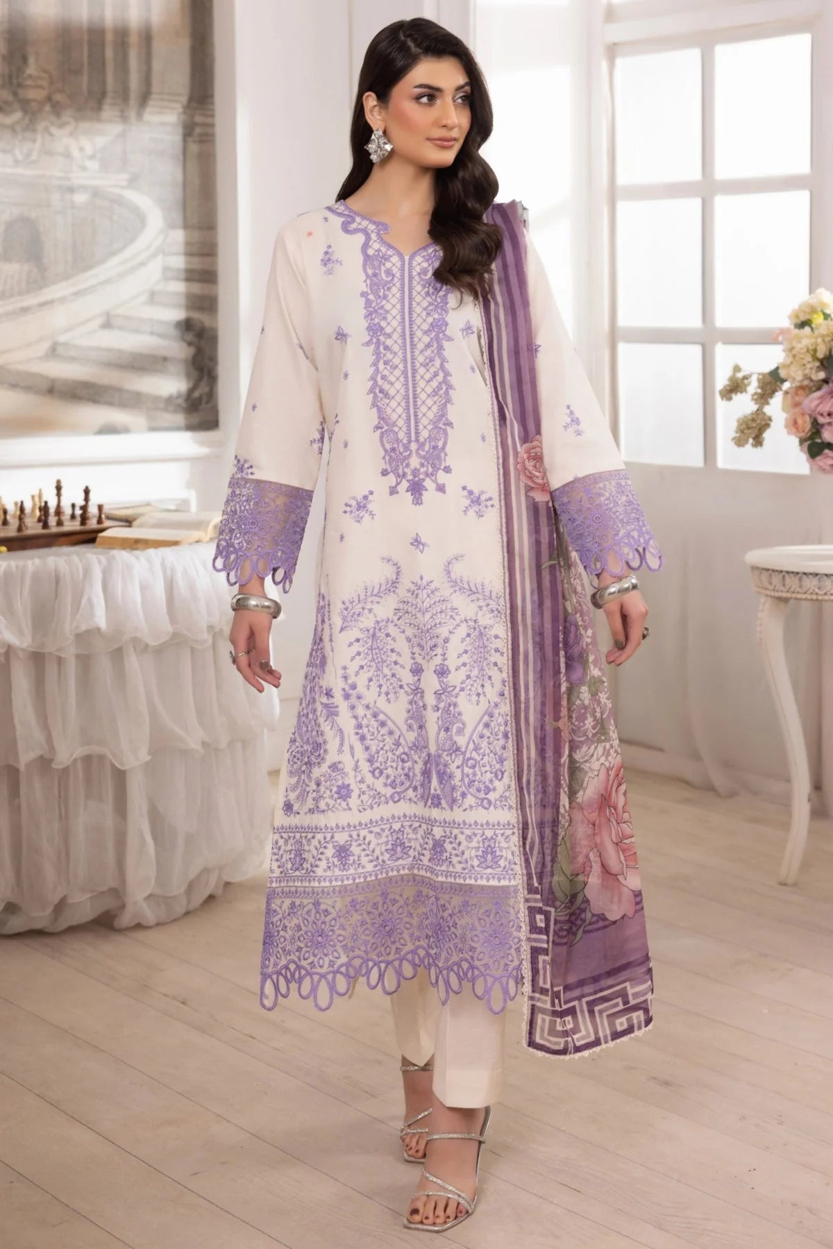 Mohagni Embroidered Cotton 3 Piece Suit MOH25