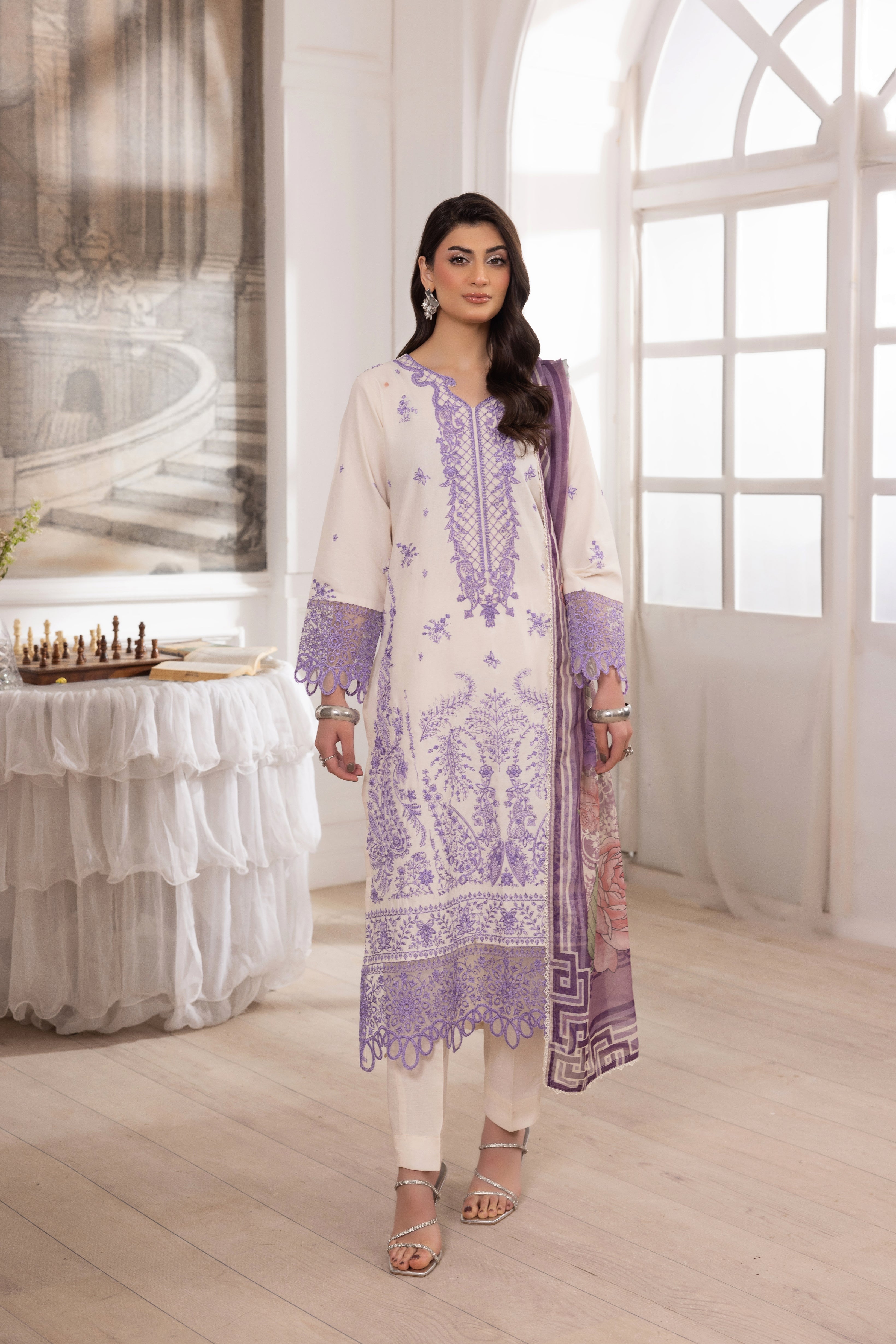 Mohagni Embroidered Cotton 3 Piece Suit MOH25