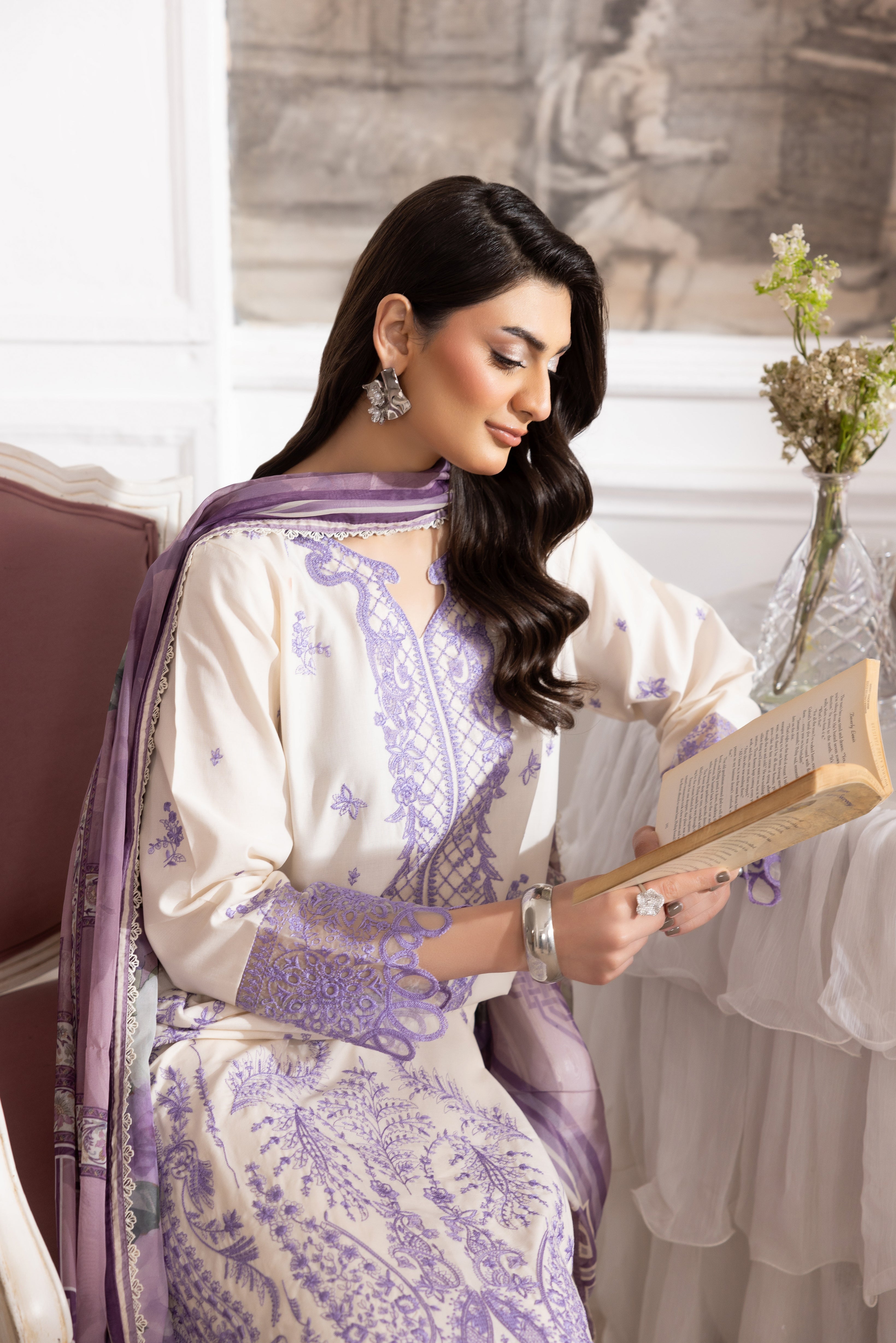 Mohagni Embroidered Cotton 3 Piece Suit MOH25