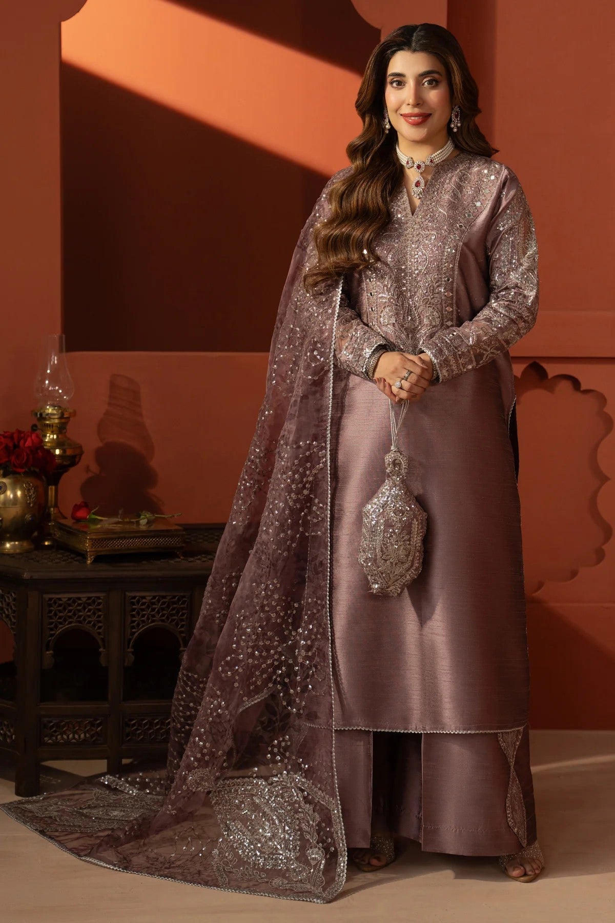 Mohagni Embroidered Raw Silk 3 Piece Suit MOH26