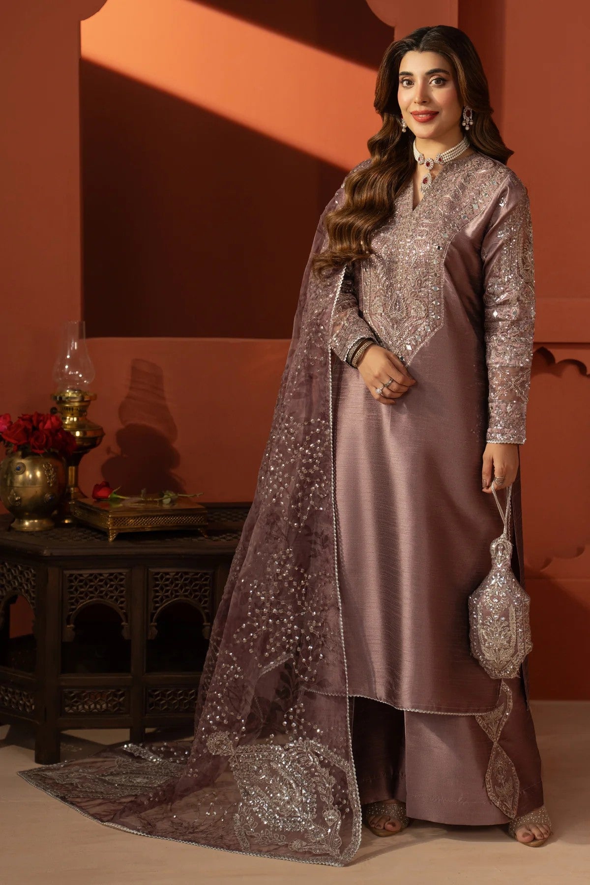 Mohagni Embroidered Raw Silk 3 Piece Suit MOH26