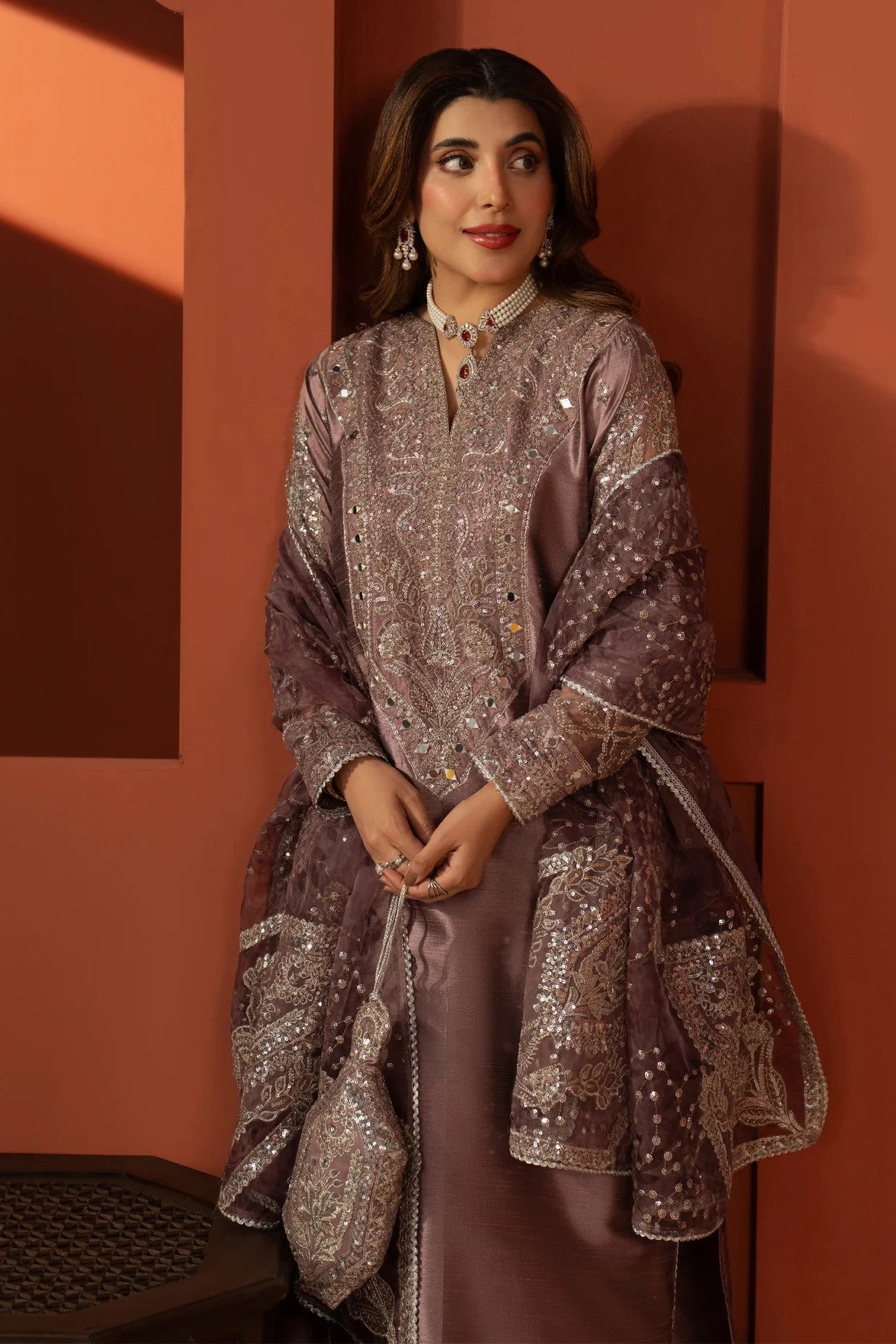 Mohagni Embroidered Raw Silk 3 Piece Suit MOH26