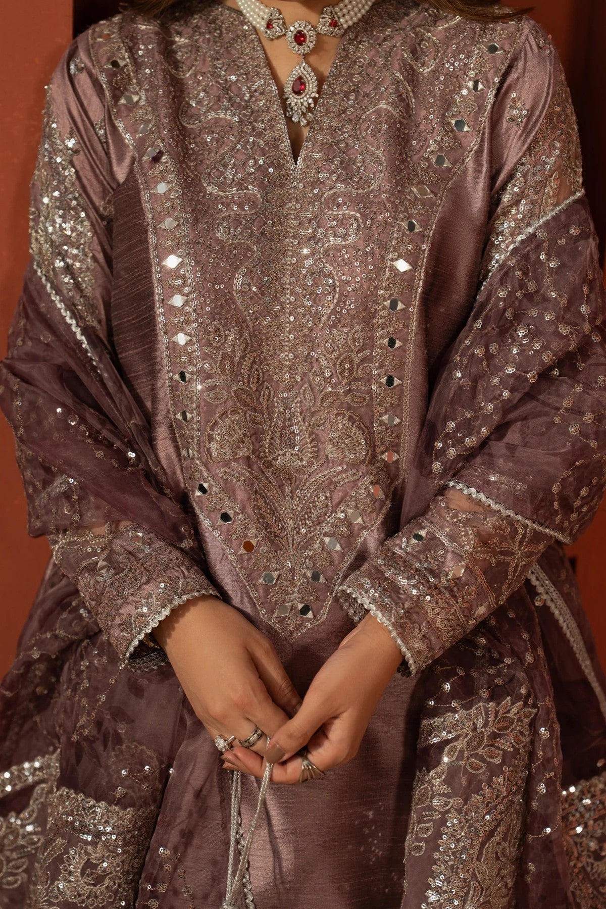 Mohagni Embroidered Raw Silk 3 Piece Suit MOH26