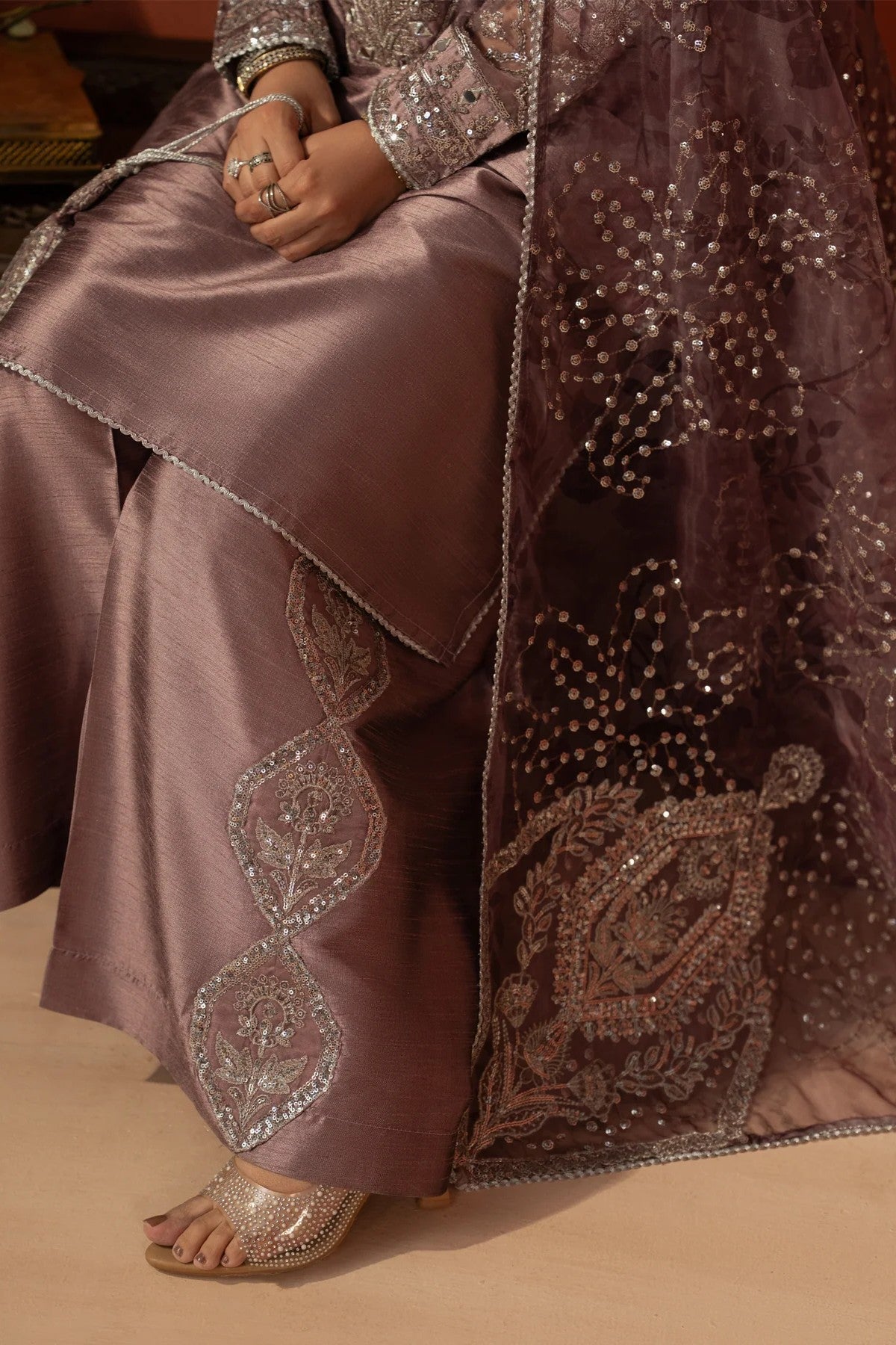 Mohagni Embroidered Raw Silk 3 Piece Suit MOH26
