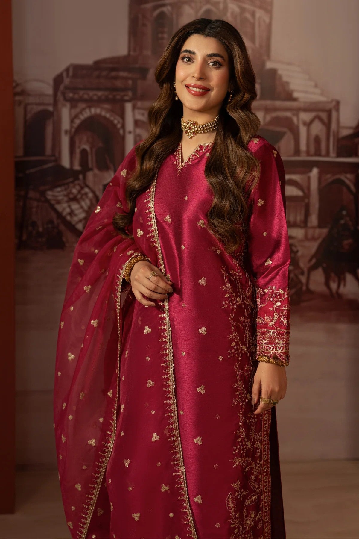 Mohagni Embroidered Raw Silk 3 Piece Suit MOH27