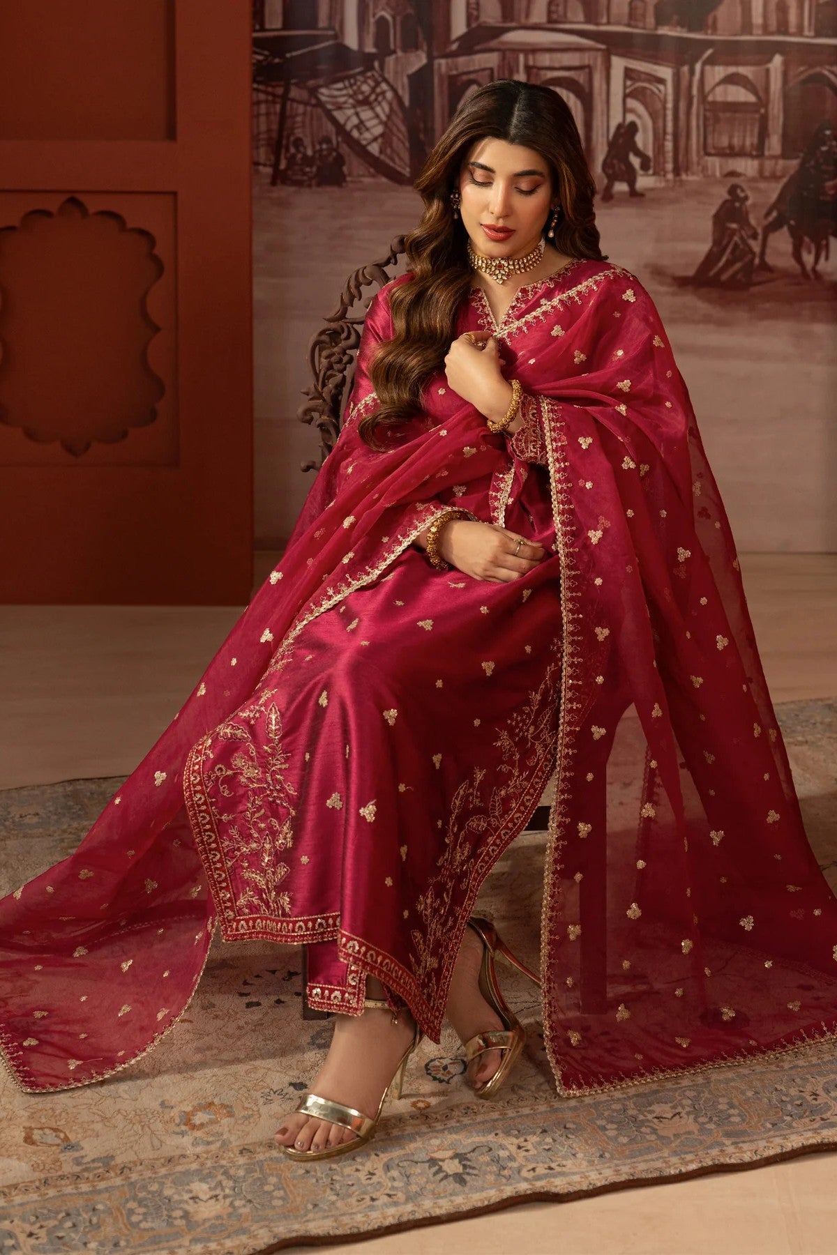 Mohagni Embroidered Raw Silk 3 Piece Suit MOH27