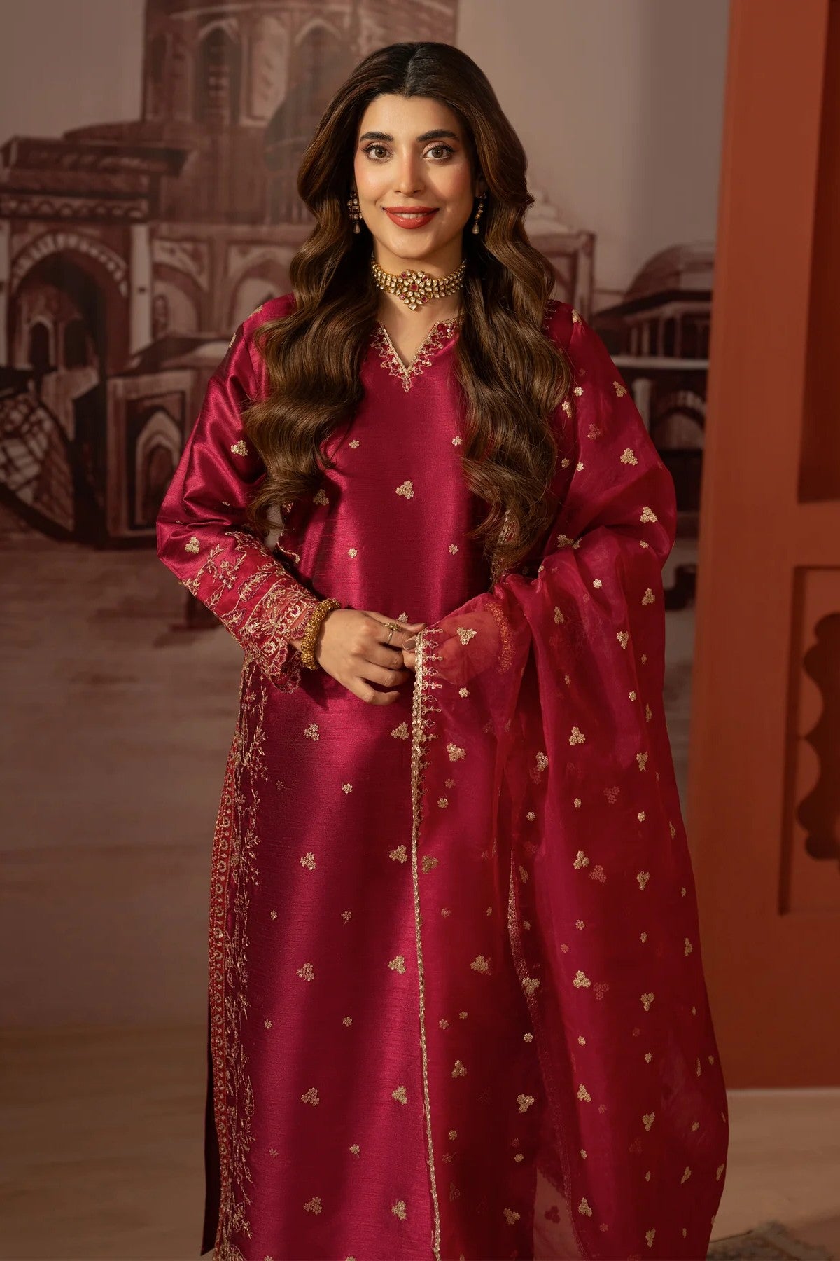 Mohagni Embroidered Raw Silk 3 Piece Suit MOH27