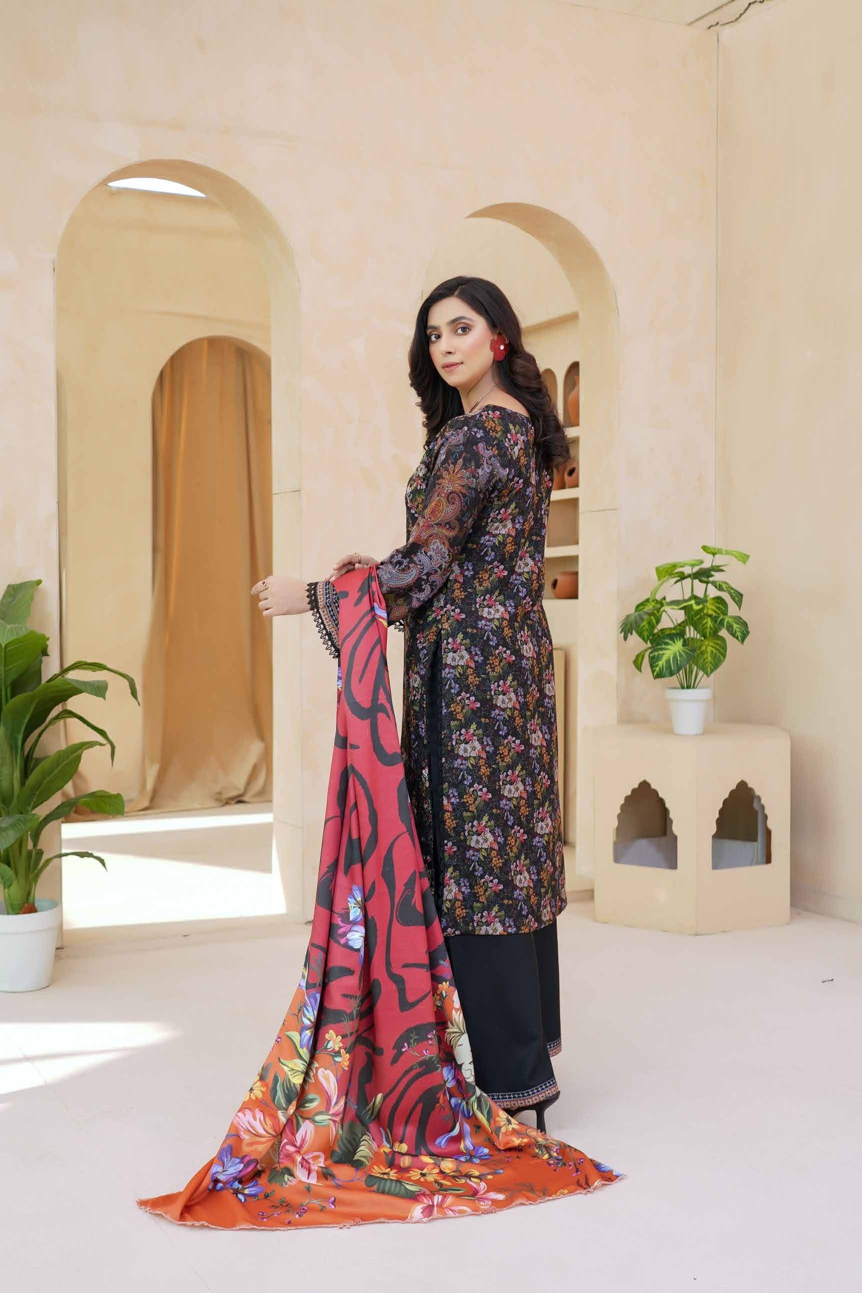 Munira Embroidered Dhanak 3 Piece Suit MUN723