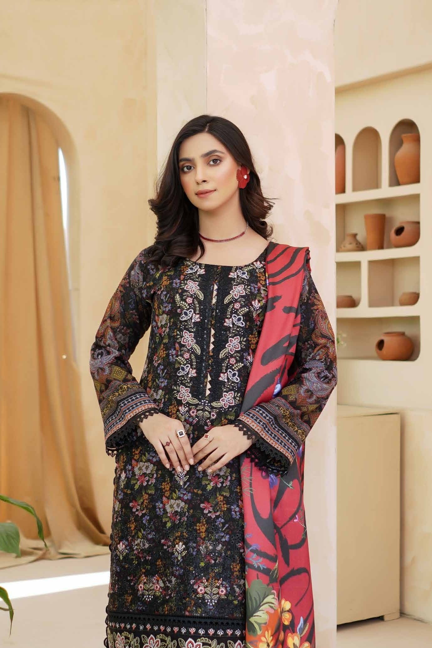 Munira Embroidered Dhanak 3 Piece Suit MUN723