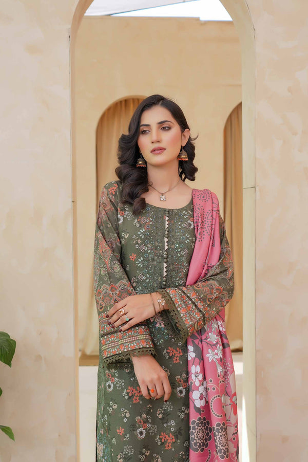 Munira Embroidered Dhanak 3 Piece Suit MUN724