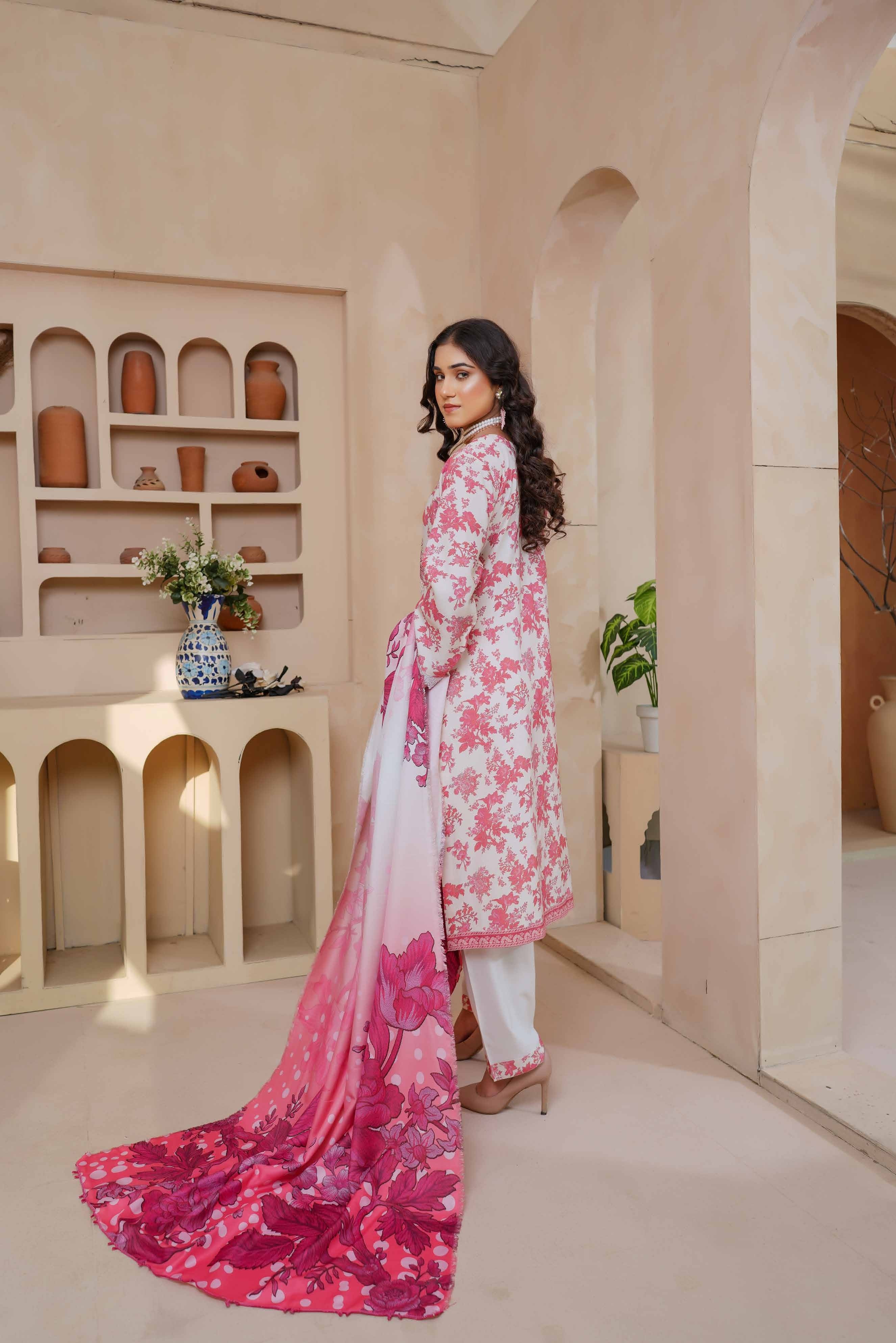 Munira Embroidered Dhanak 3 Piece Suit MUN726