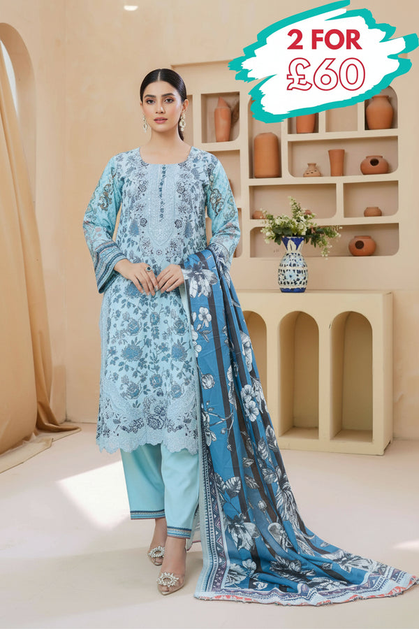 Munira Embroidered Dhanak 3 Piece Suit MUN728