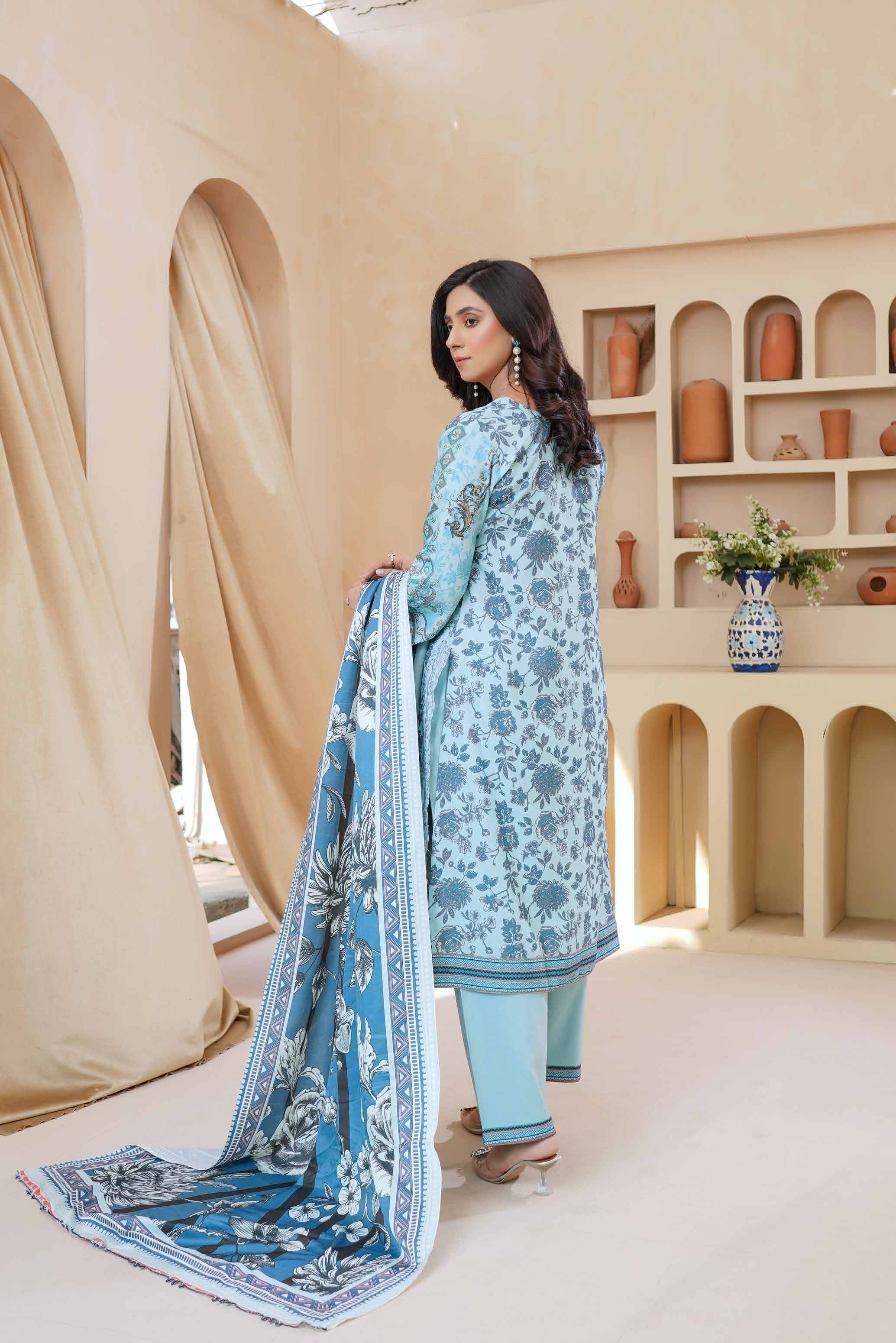 Munira Embroidered Dhanak 3 Piece Suit MUN728