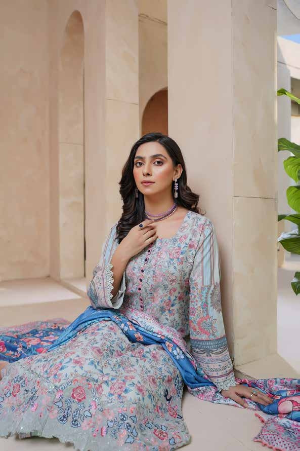 Munira Embroidered Dhanak 3 Piece Suit MUN729