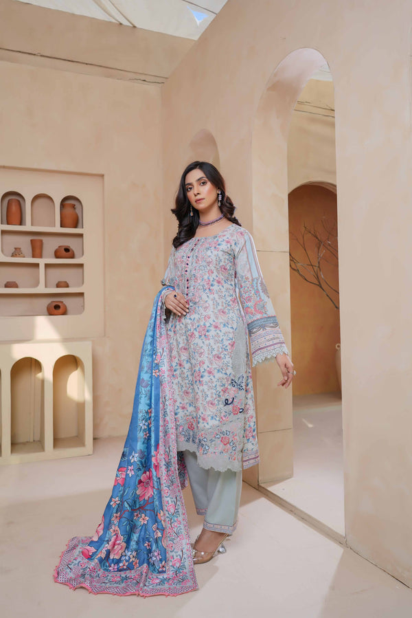 Munira Embroidered Dhanak 3 Piece Suit MUN729