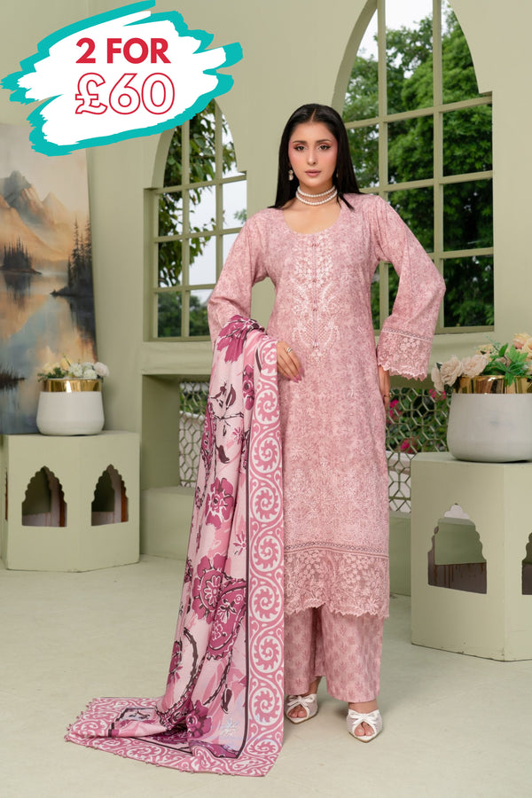 Munira Embroidered Dhanak 3 Piece Suit MUN771