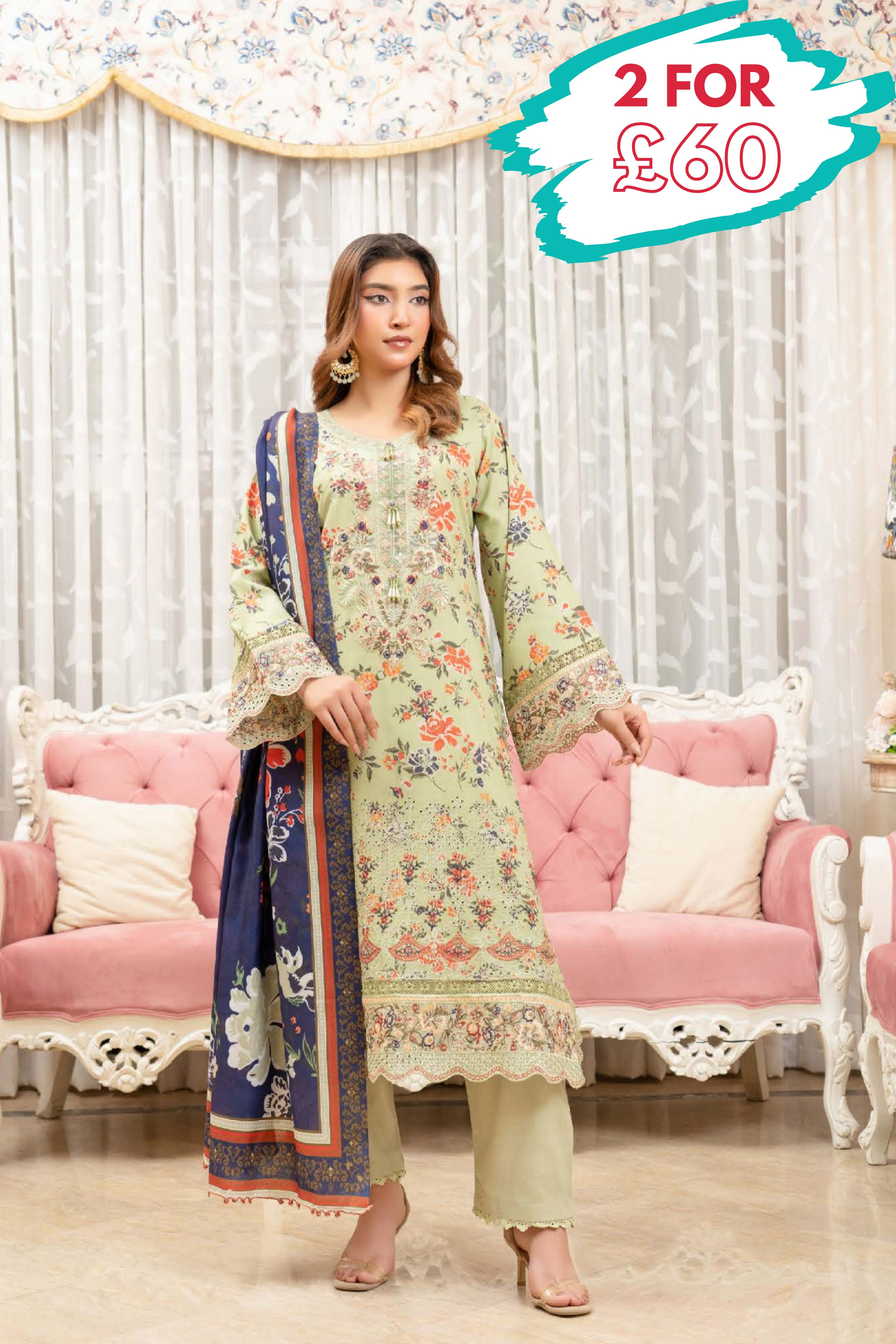 Munira Embroidered Dhanak 3 Piece Suit MUN763