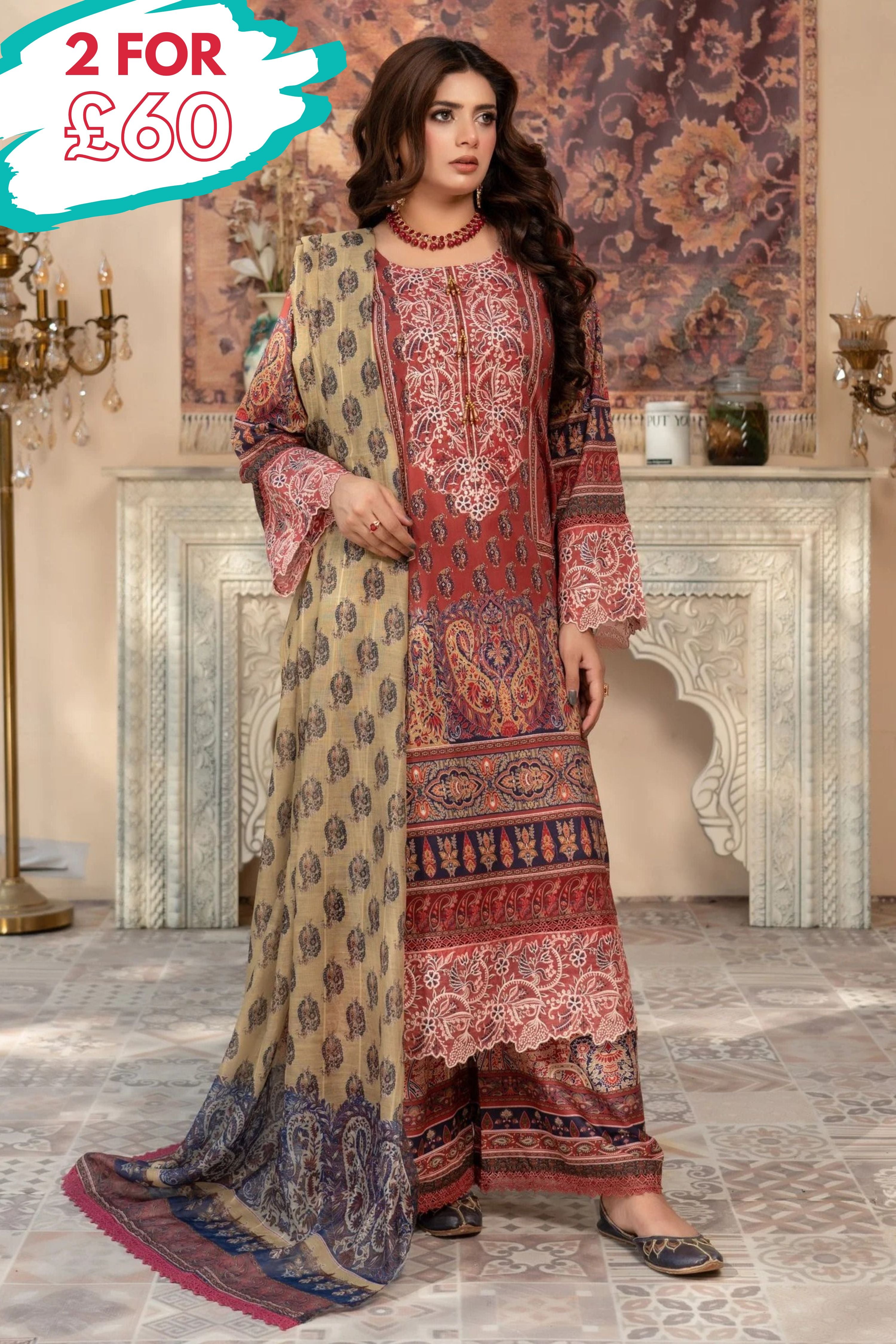 Munira Embroidered Lawn 3 Piece Suit MUN752