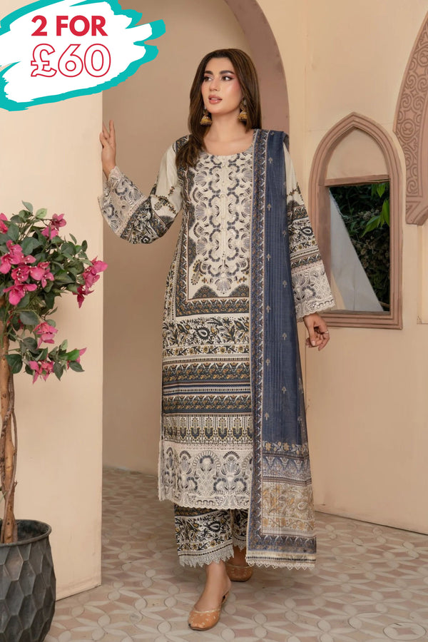 Munira Embroidered Lawn 3 Piece Suit MUN753