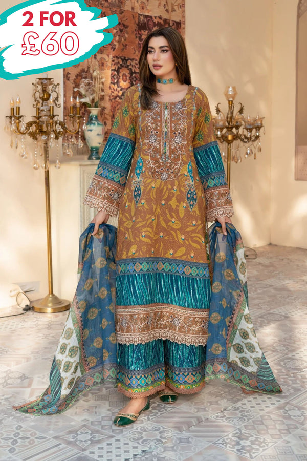 Munira Embroidered Lawn 3 Piece Suit MUN756