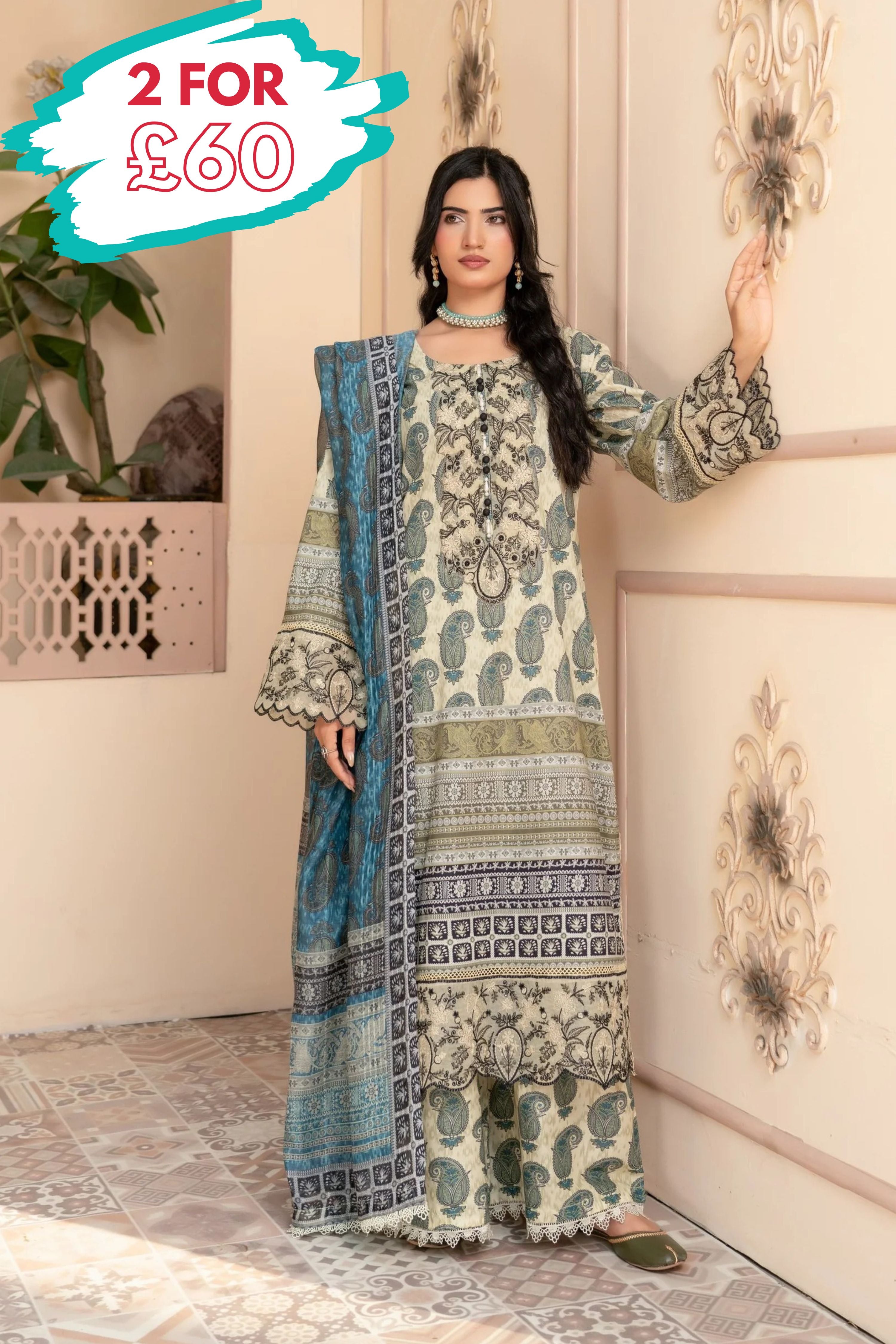 Munira Embroidered Lawn 3 Piece Suit MUN757