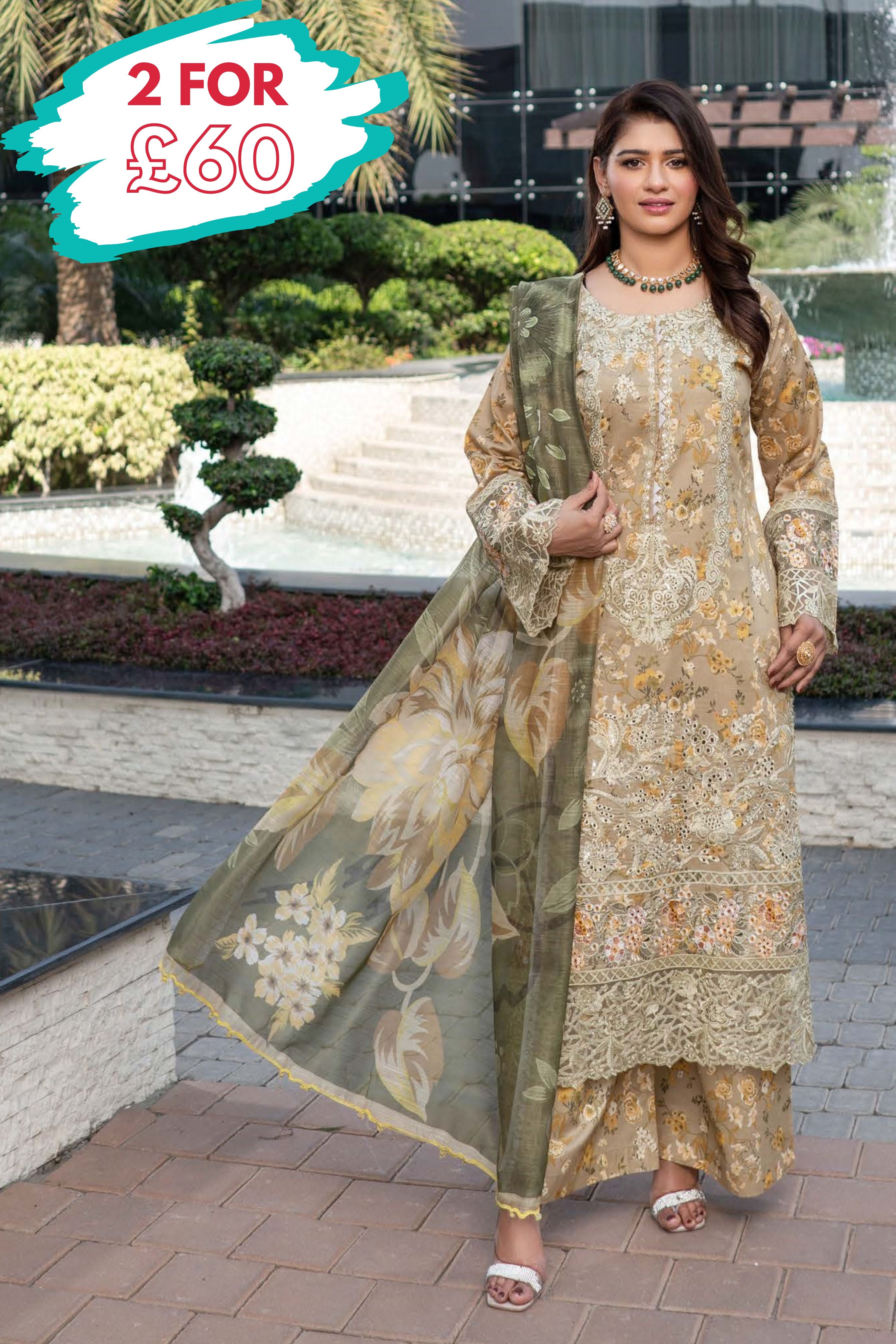 Munira Embroidered Lawn 3 Piece Suit MUN623