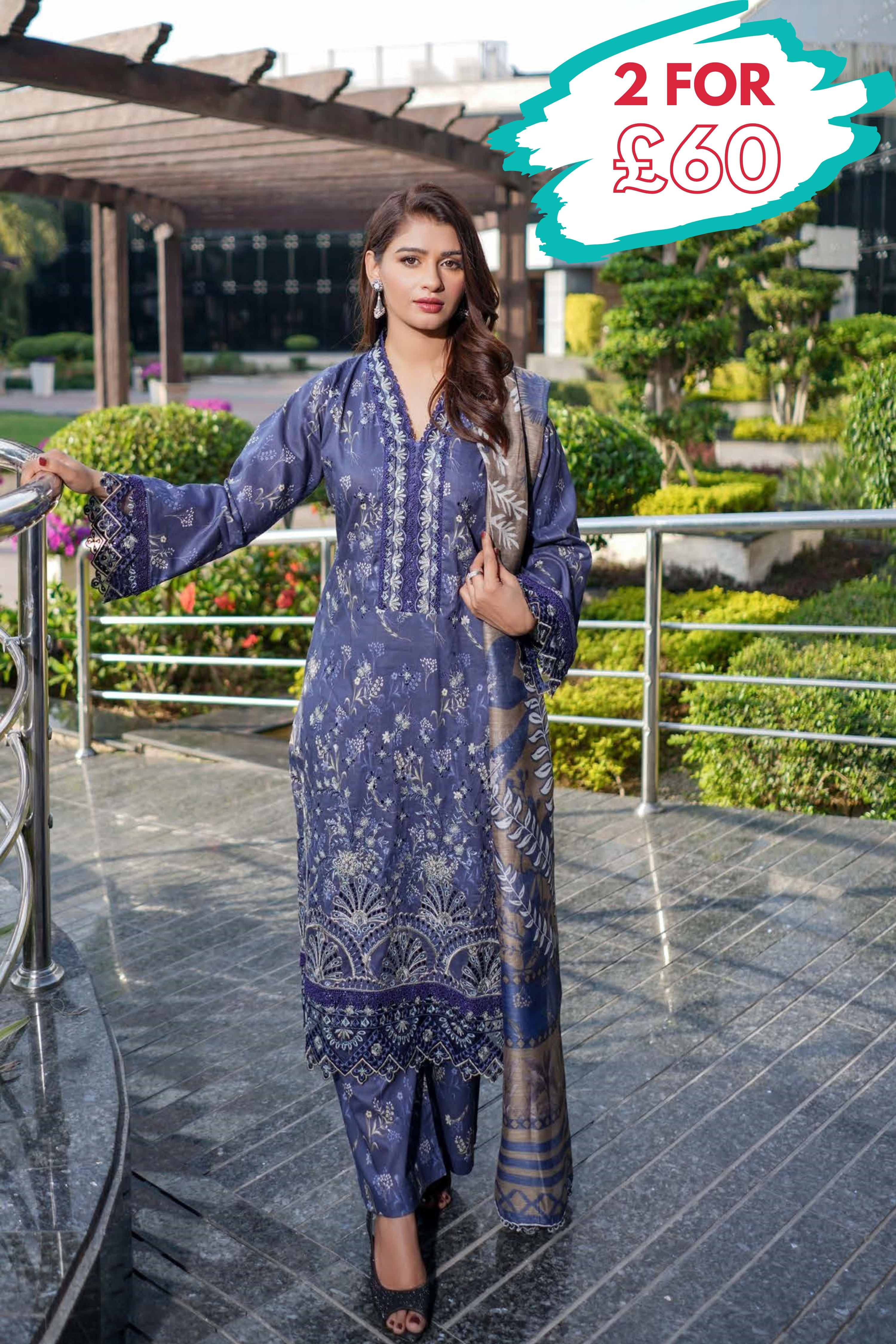 Munira Embroidered Lawn 3 Piece Suit MUN627