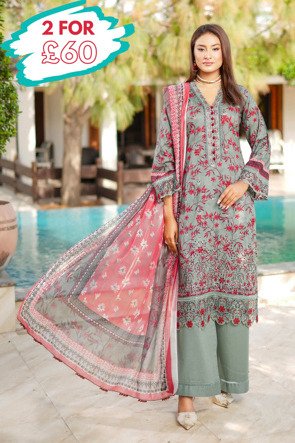 Munira Embroidered Lawn 3 Piece Suit MUN629
