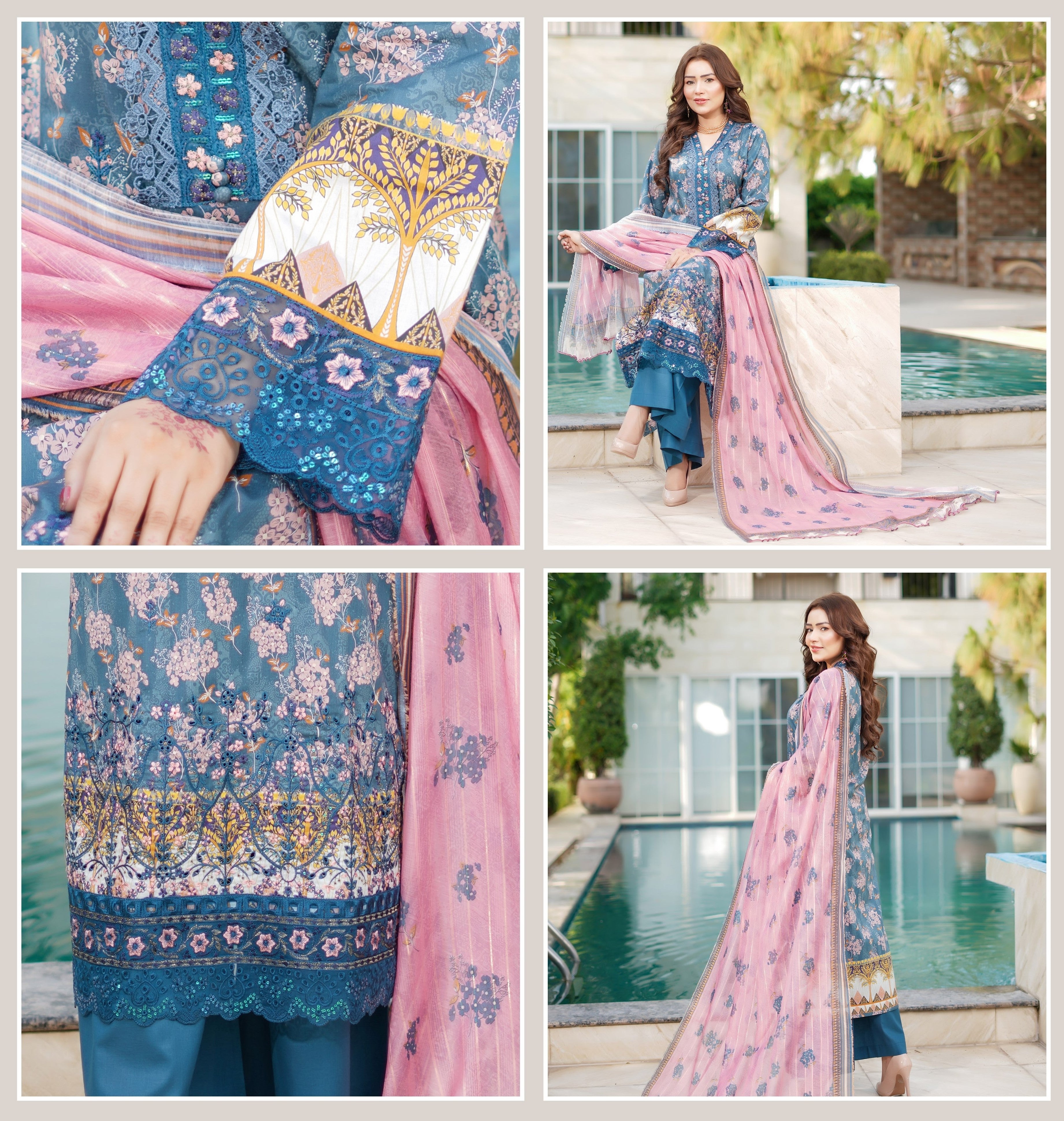Munira Embroidered Lawn 3 Piece Suit MUN631
