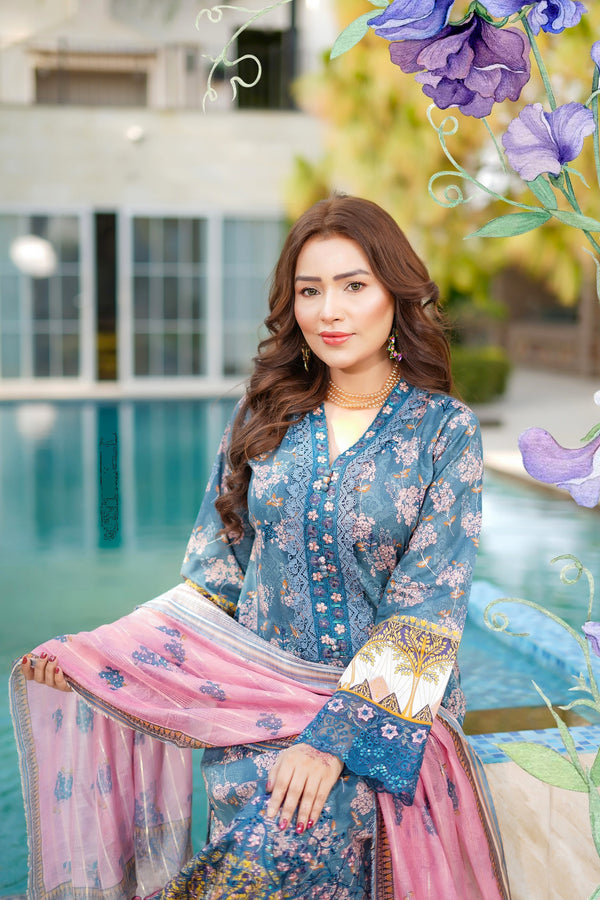 Munira Embroidered Lawn 3 Piece Suit MUN631