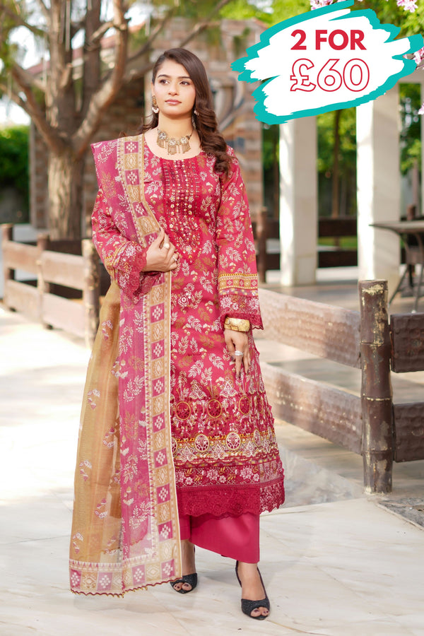 Munira Embroidered Lawn 3 Piece Suit MUN632