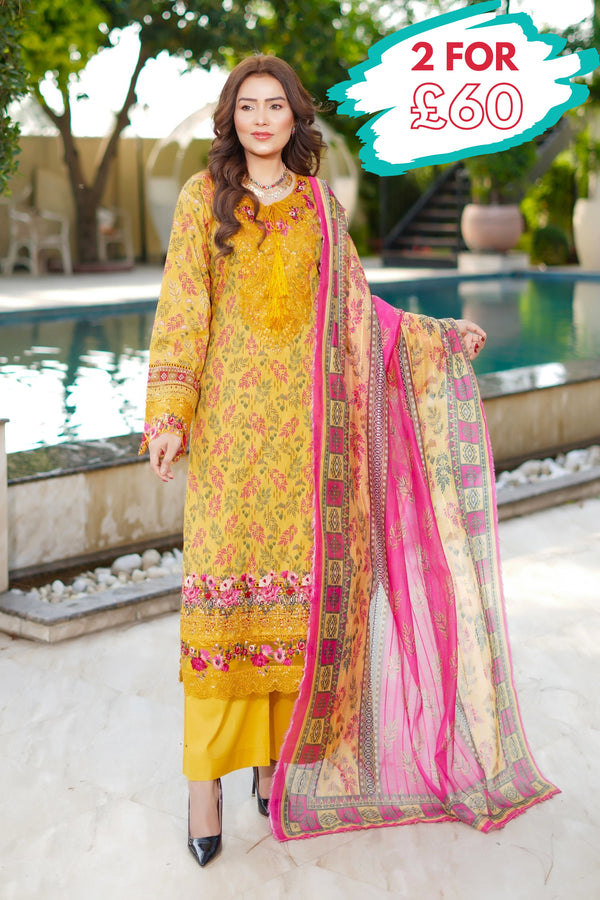 Munira Embroidered Lawn 3 Piece Suit MUN634