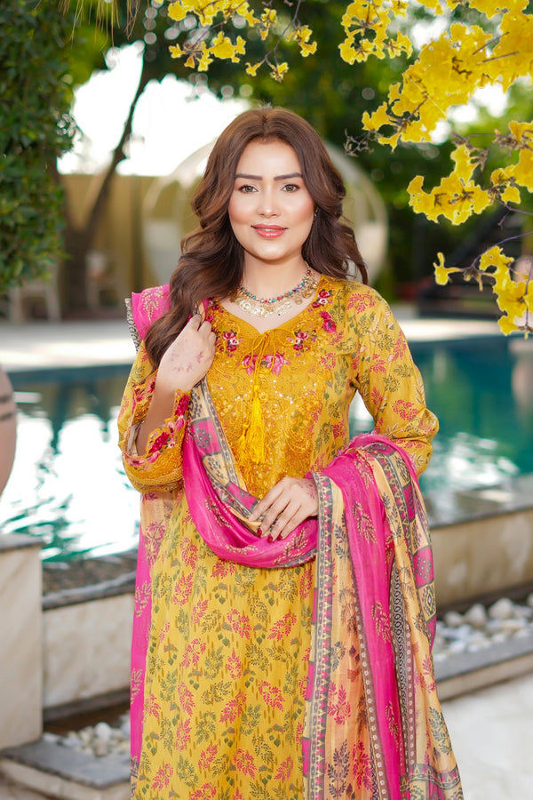 Munira Embroidered Lawn 3 Piece Suit MUN634