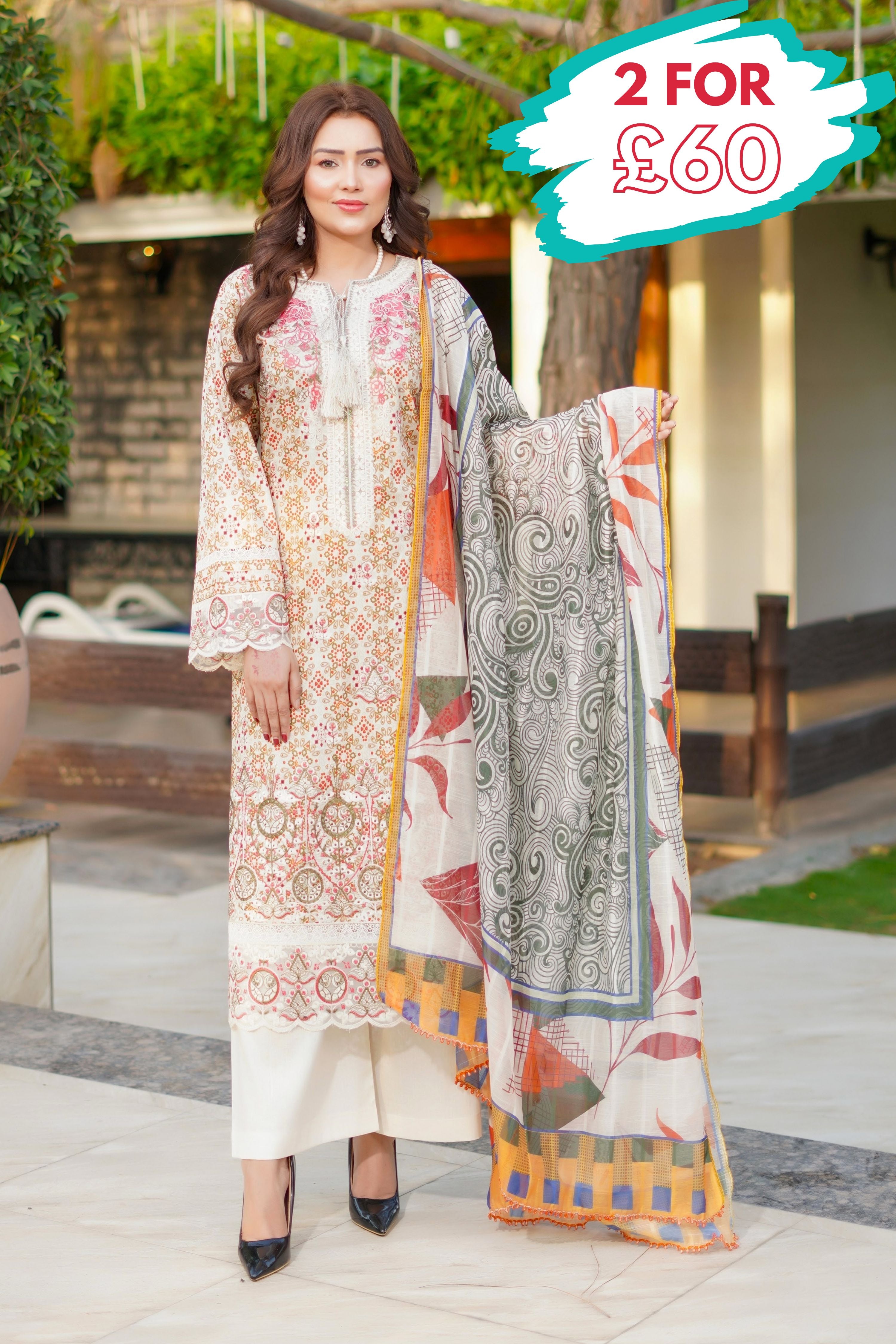 Munira Embroidered Lawn 3 Piece Suit MUN635