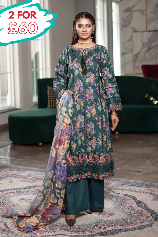 Munira Embroidered Lawn 3 Piece Suit MUN637