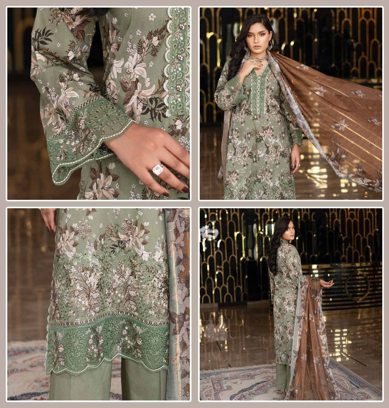 Munira Embroidered Lawn 3 Piece Suit MUN638