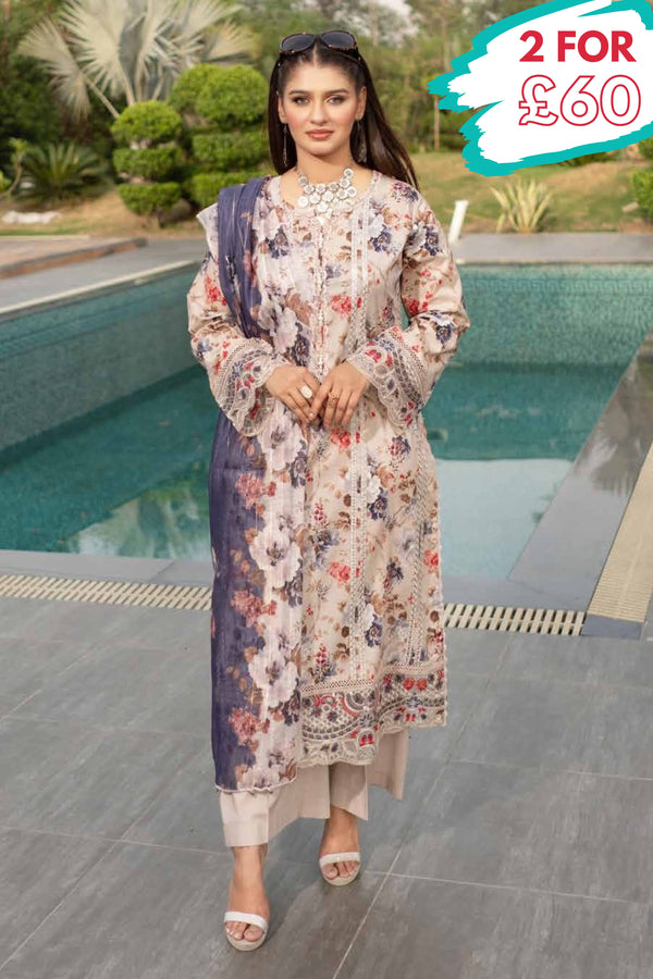 Munira Embroidered Lawn 3 Piece Suit MUN640