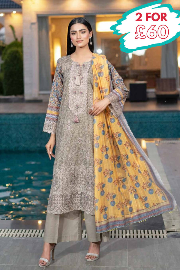Munira Embroidered Lawn 3 Piece Suit MUN642
