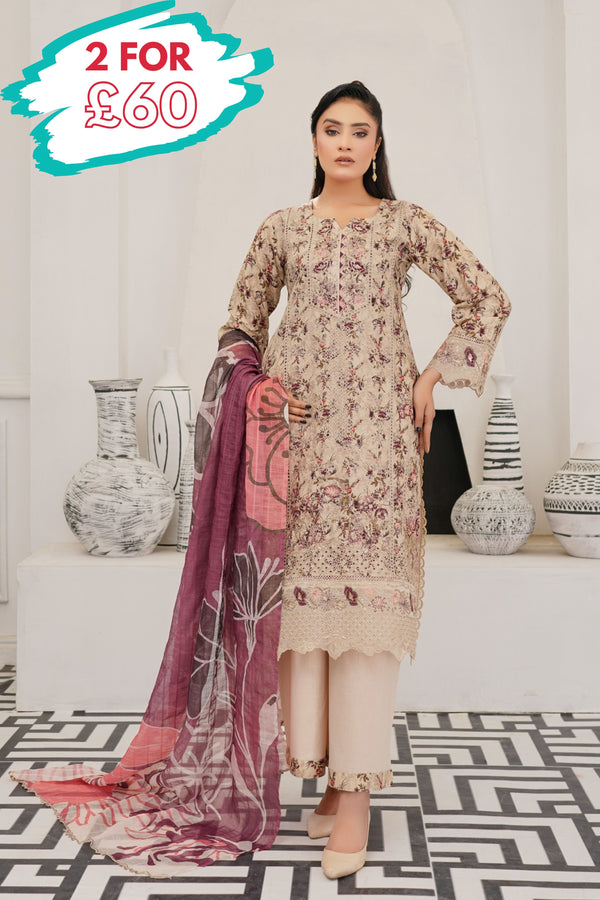 Munira Embroidered Lawn 3 Piece Suit MUN734