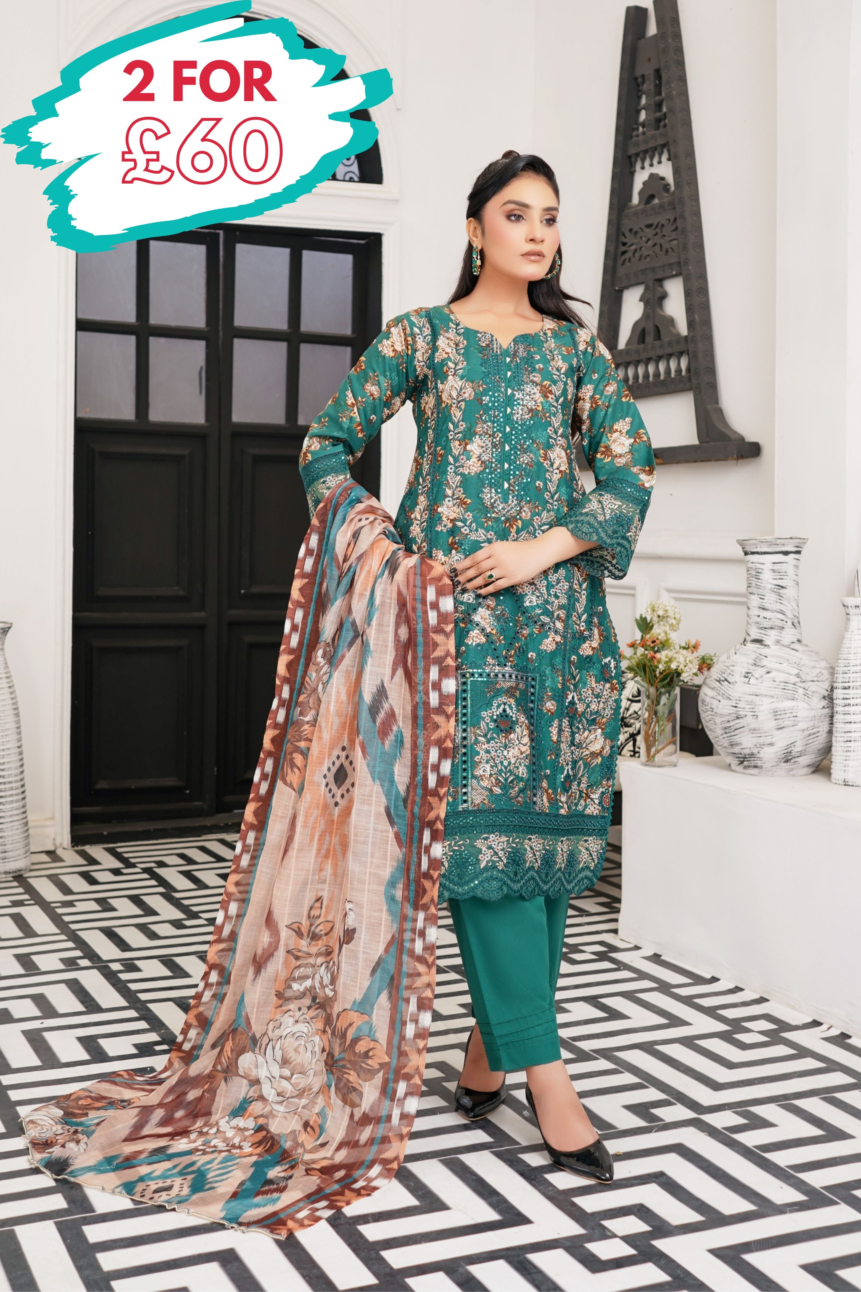 Munira Embroidered Lawn 3 Piece Suit MUN736
